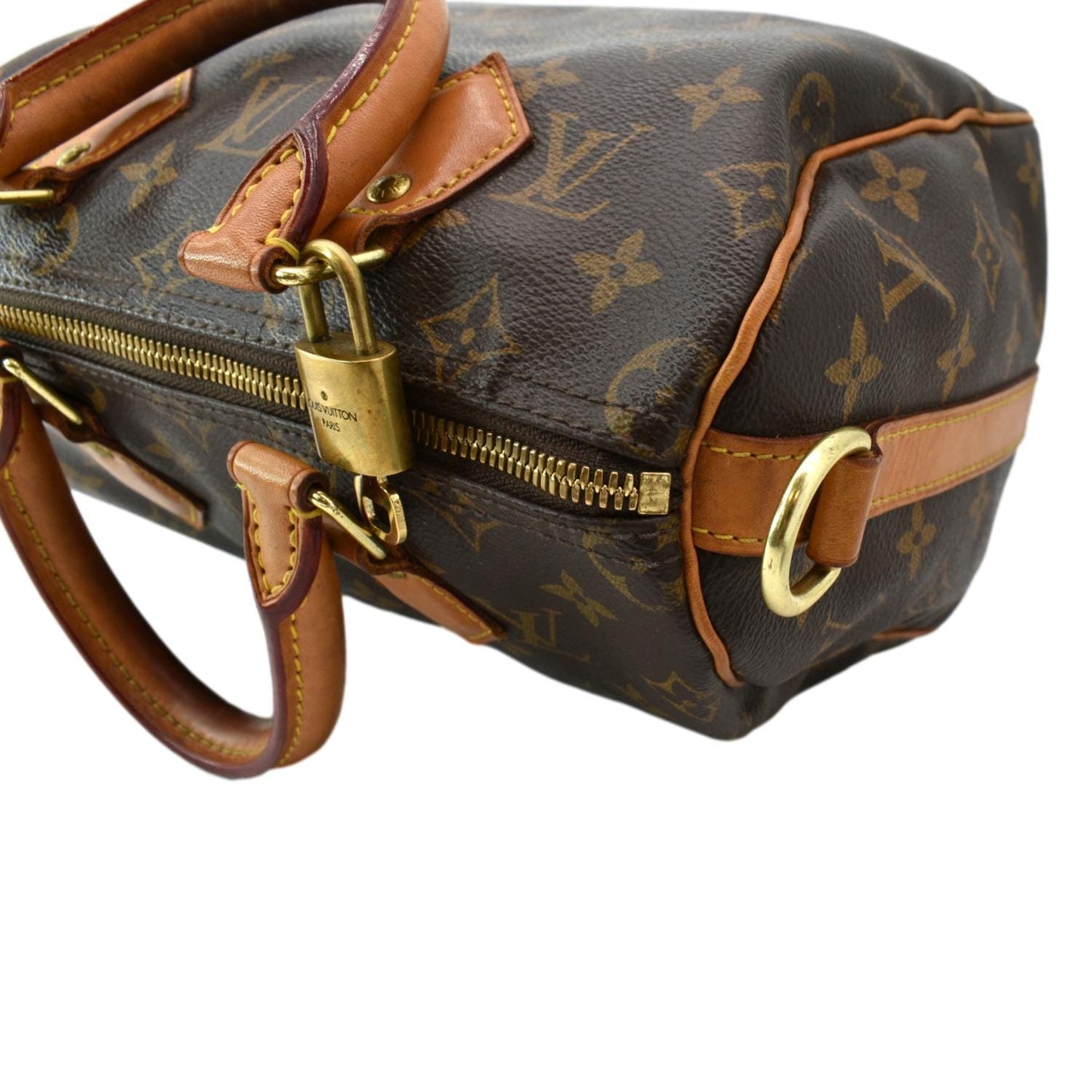 LOUIS VUITTON Speedy 25 Monogram Canvas Satchel Bag Brown