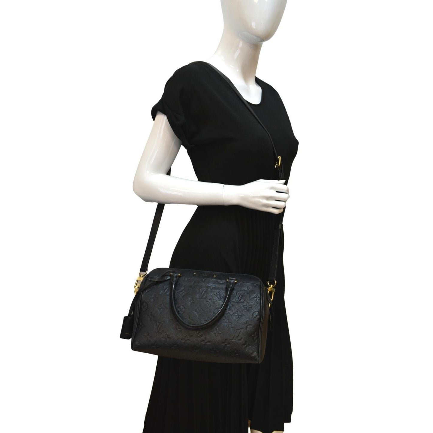LOUIS VUITTON Speedy Bandouliere 25 Empreinte Leather  Shoulder Bag Black