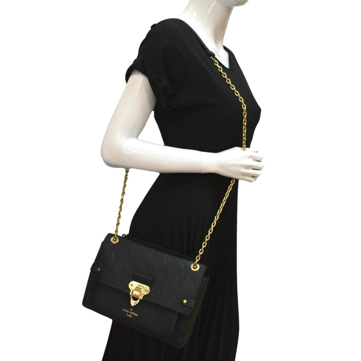 LOUIS VUITTON Vavin PM Monogram Empreinte Leather Shoulder Bag Black