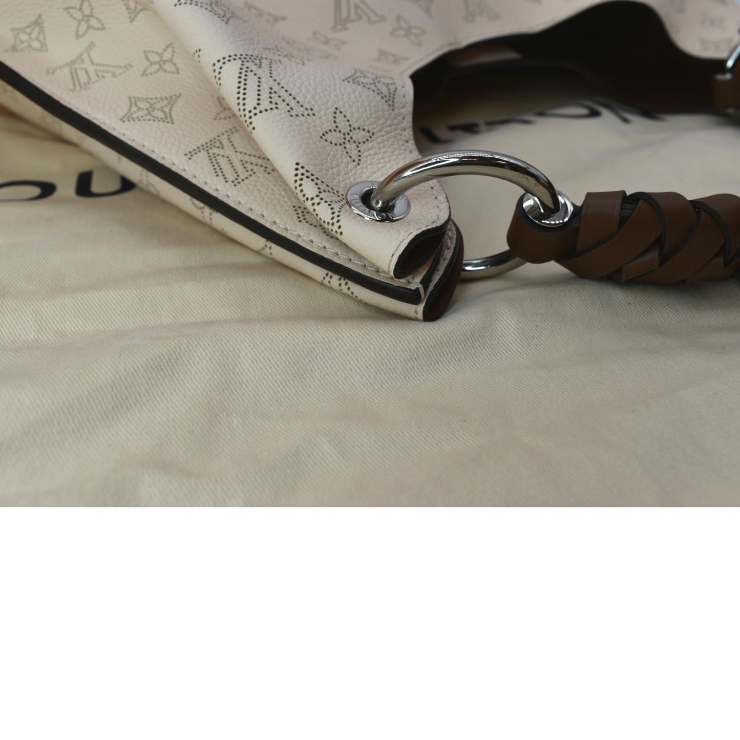 LOUIS VUITTON Carmel Mahina Leather Hobo Bag Creme