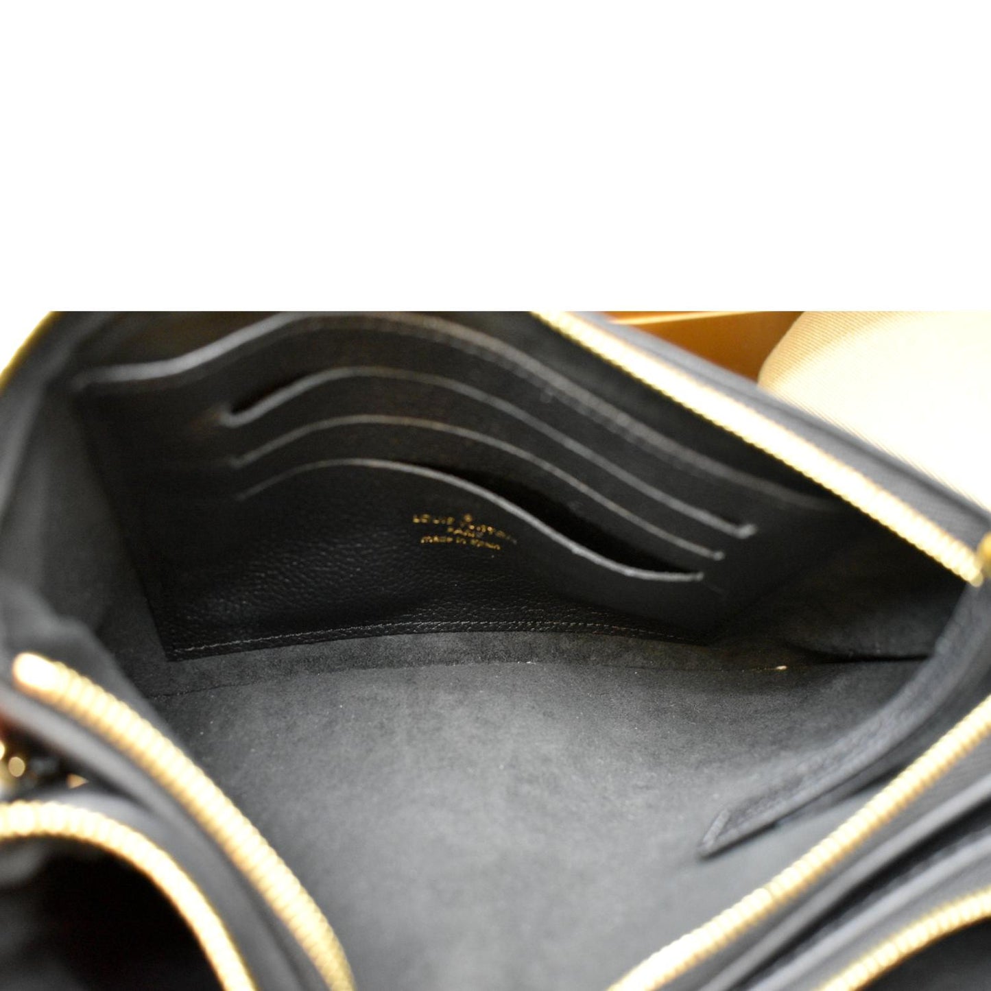 LOUIS VUITTON Double Zip Pochette Monogram Empreinte Crossbody Bag Bicolor