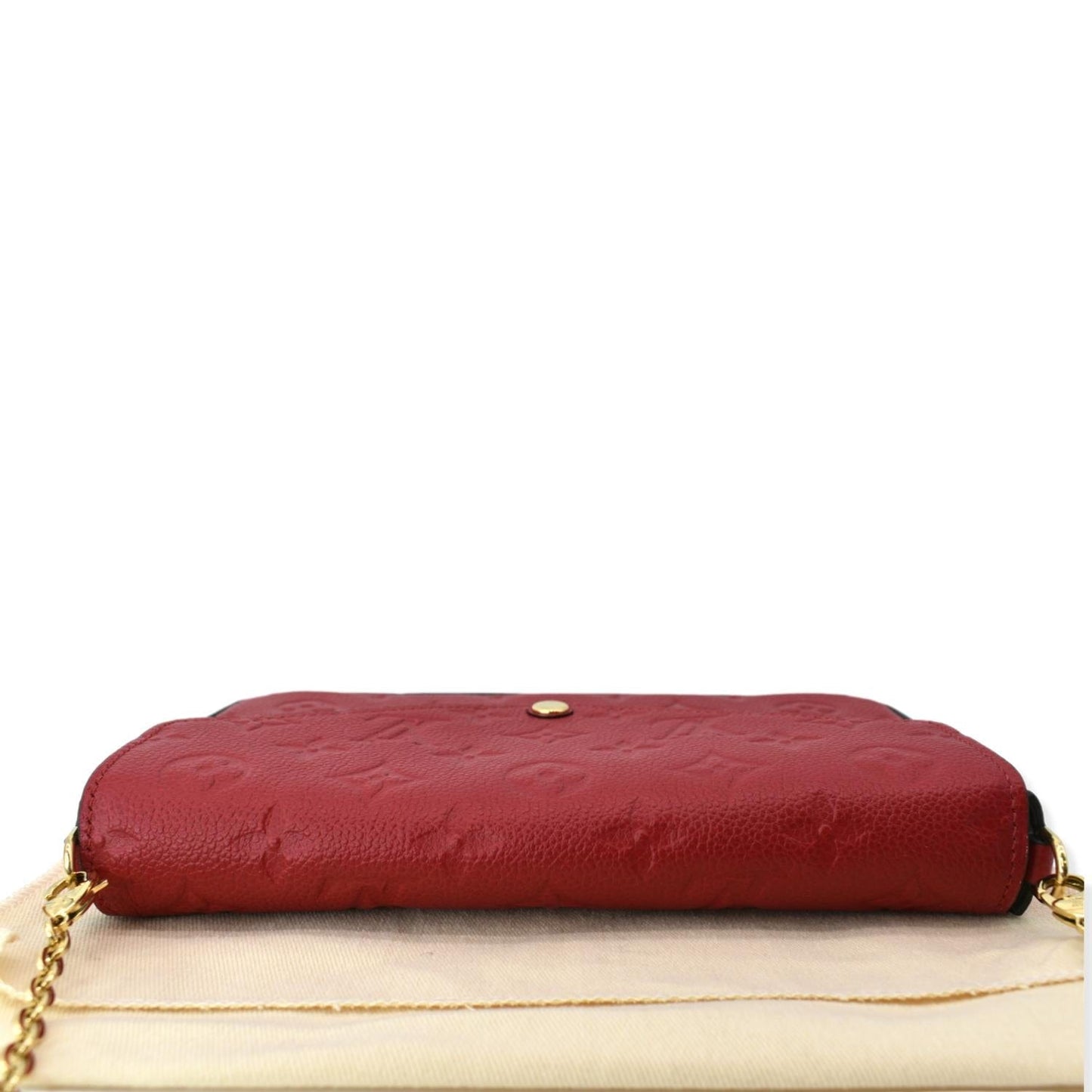 LOUIS VUITTON Pochette Felicie Monogram Empreinte Chain Wallet Red