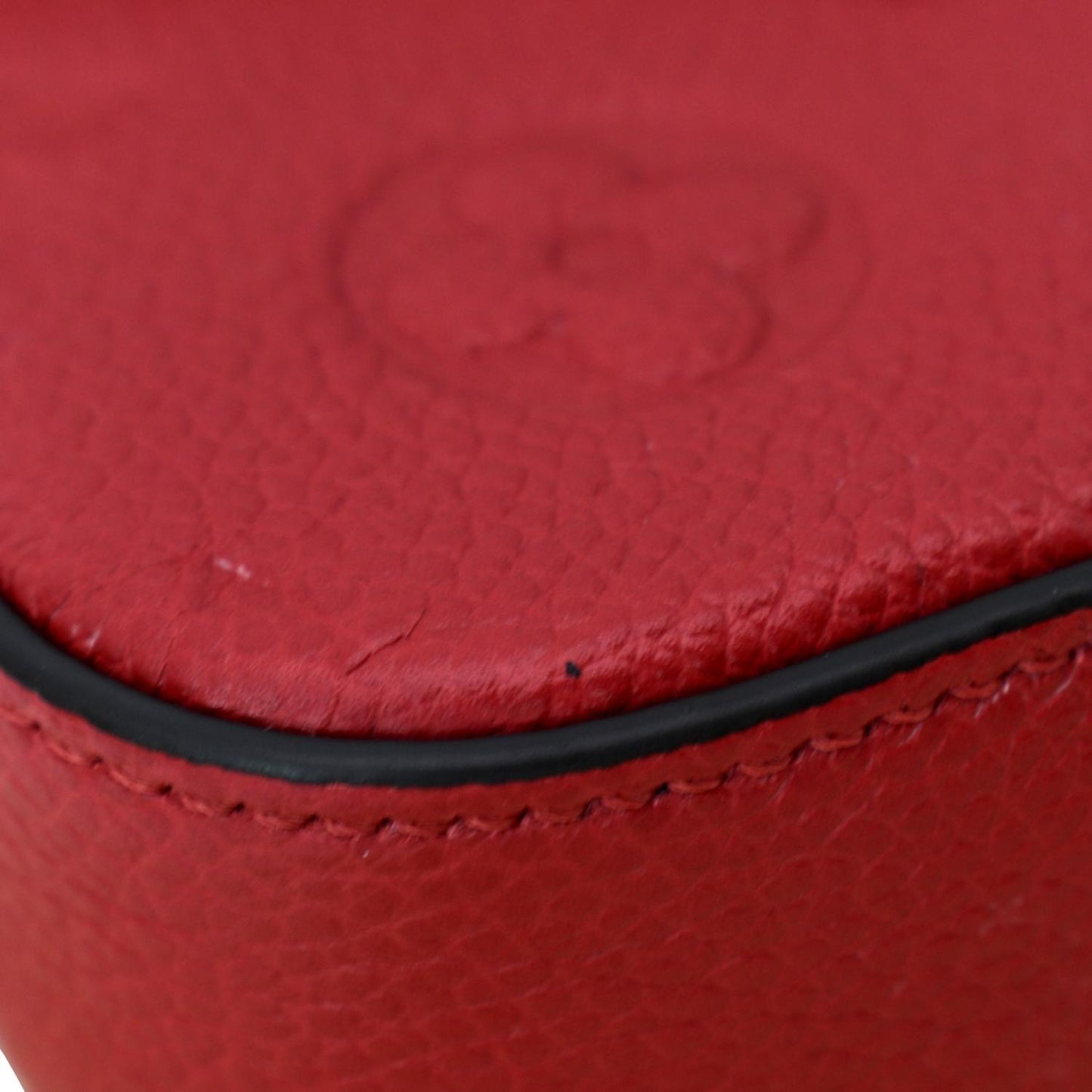 LOUIS VUITTON Pochette Felicie Monogram Empreinte Chain Wallet Red