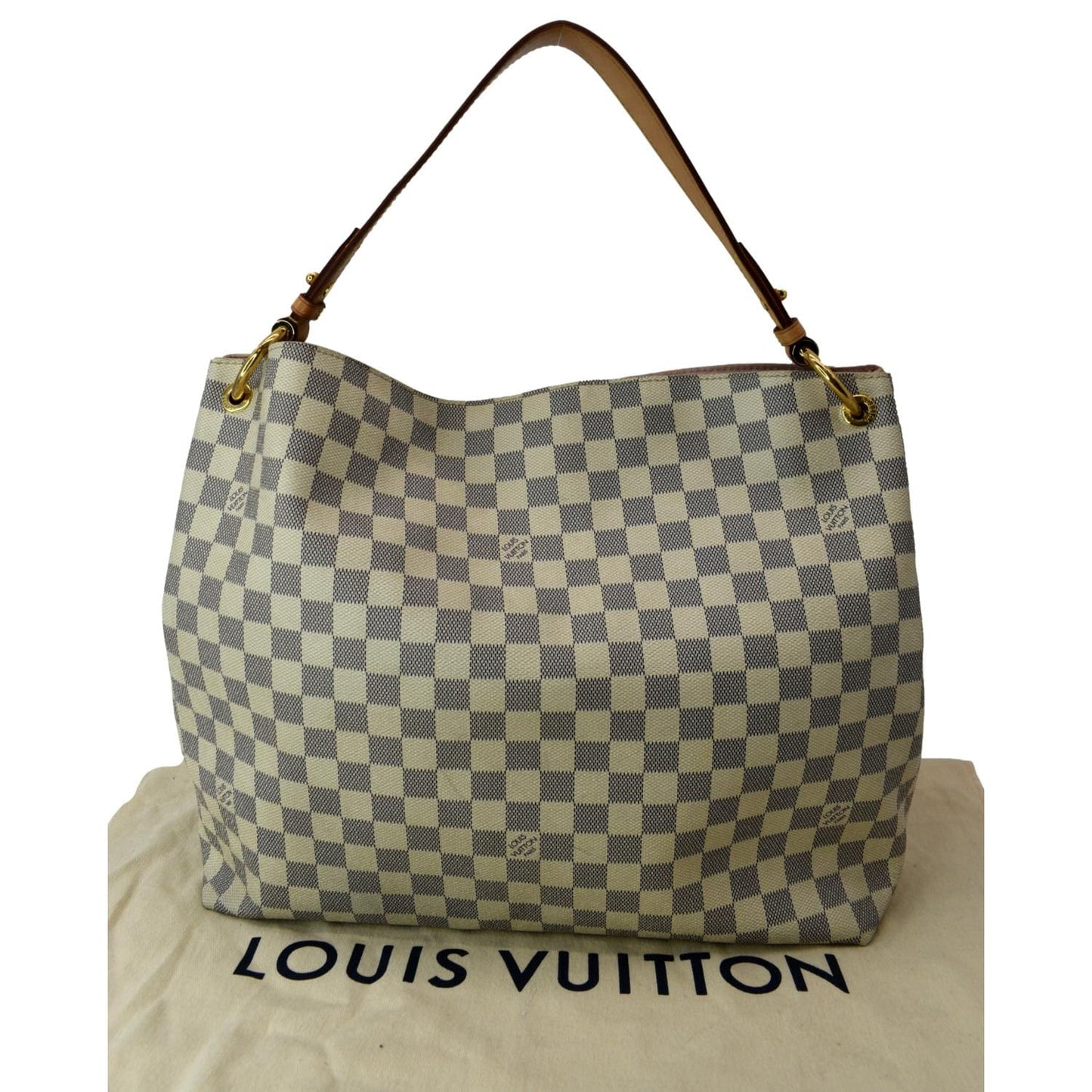 LOUIS VUITTON Graceful MM Damier Azur Hobo Shoulder Bag White