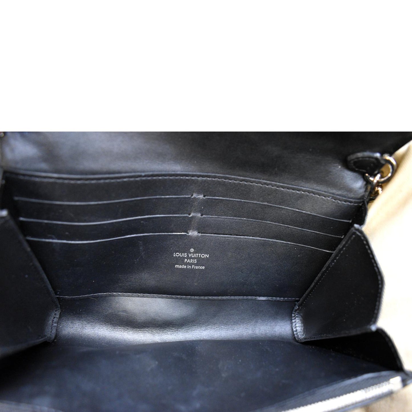 LOUIS VUITTON Twist Color Block Monogram Leather Chain Clutch Black