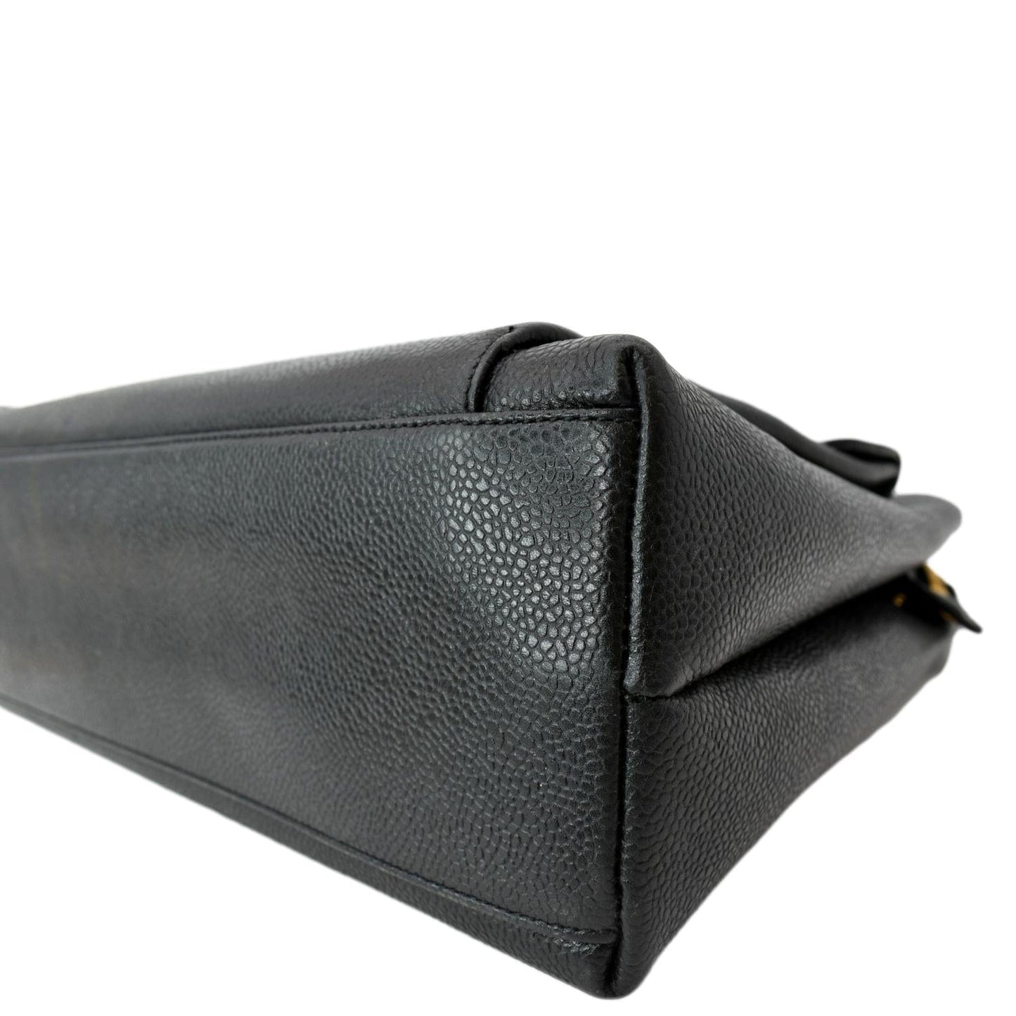 CHANEL Vintage Front Pocket Caviar Leather Shoulder Bag Black