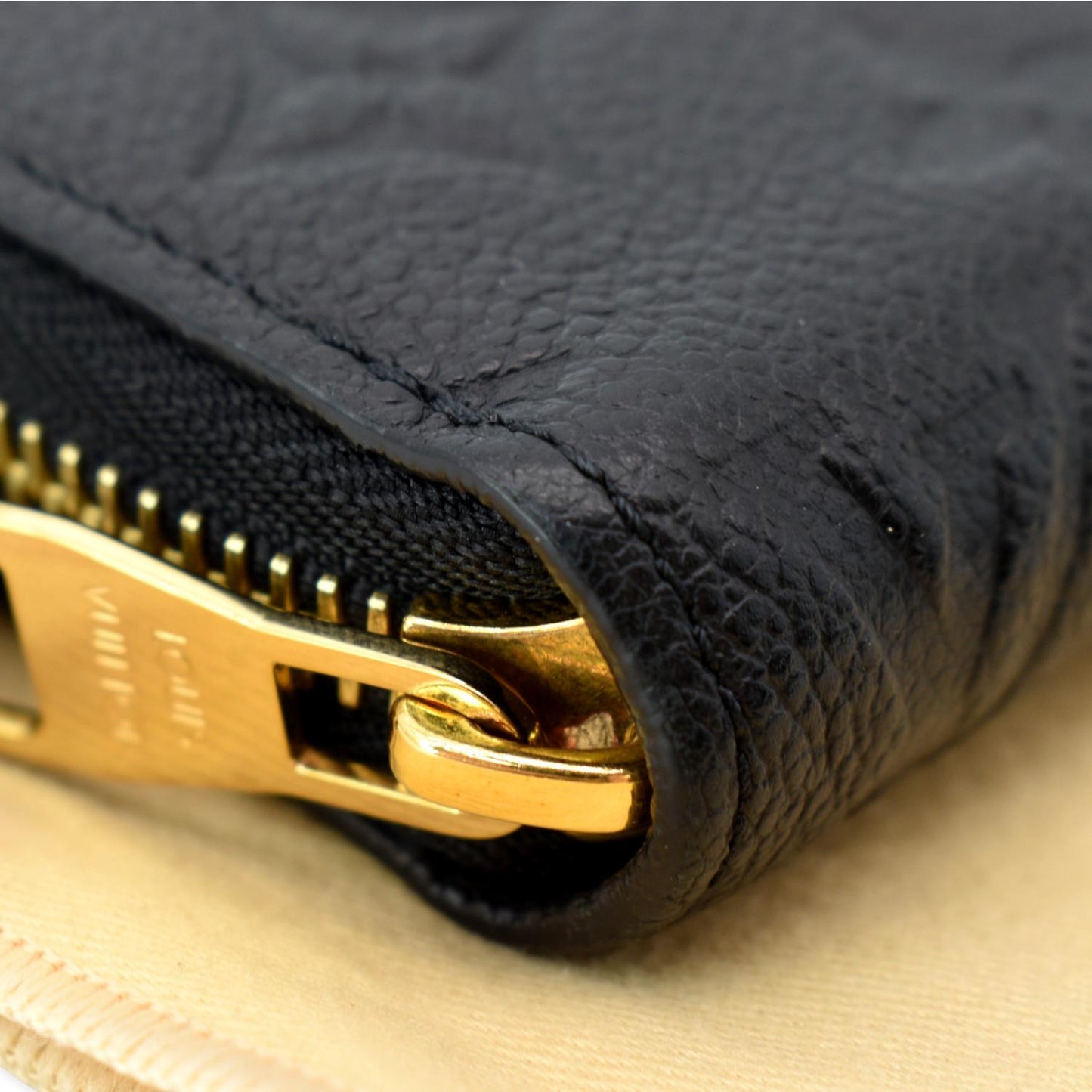 LOUIS VUITTON Monogram Empreinte Leather Zippy Wallet Black