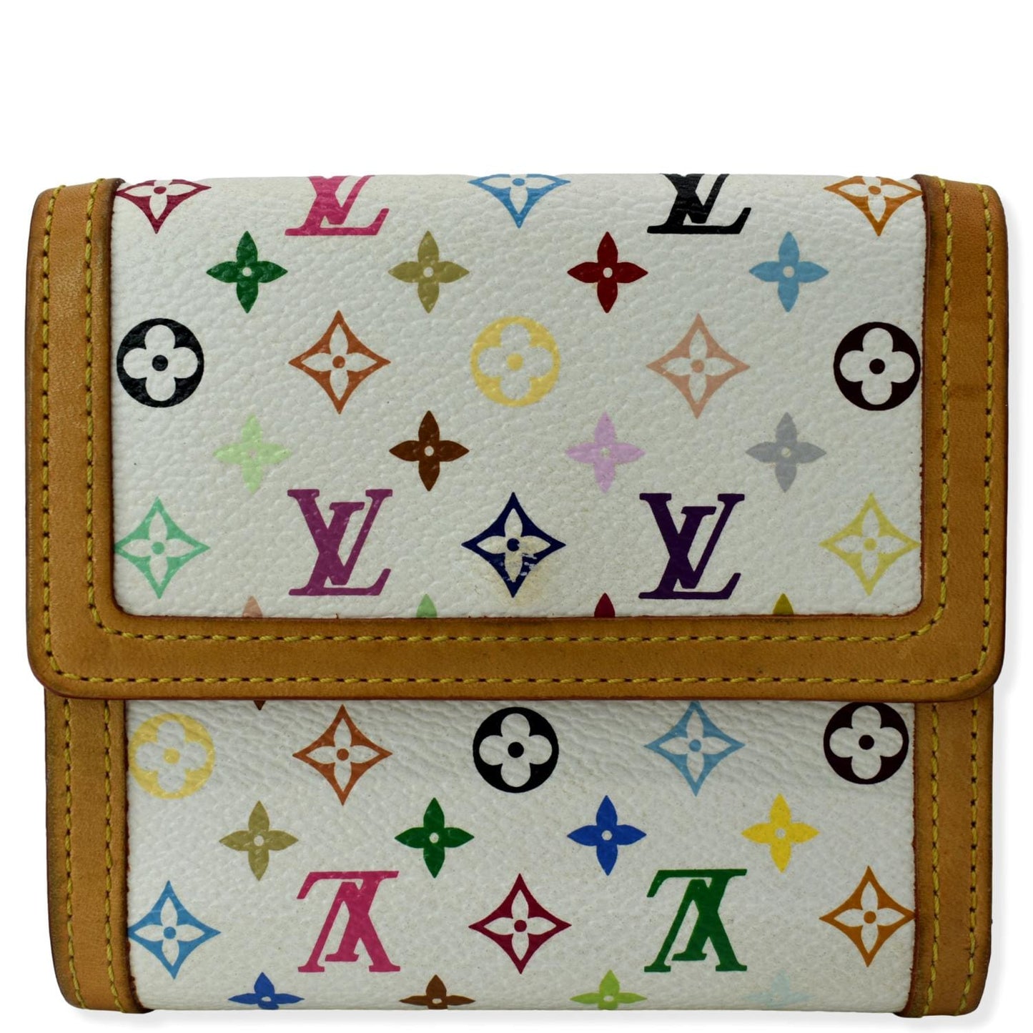 LOUIS VUITTON Monogram Multicolore Elise Wallet White