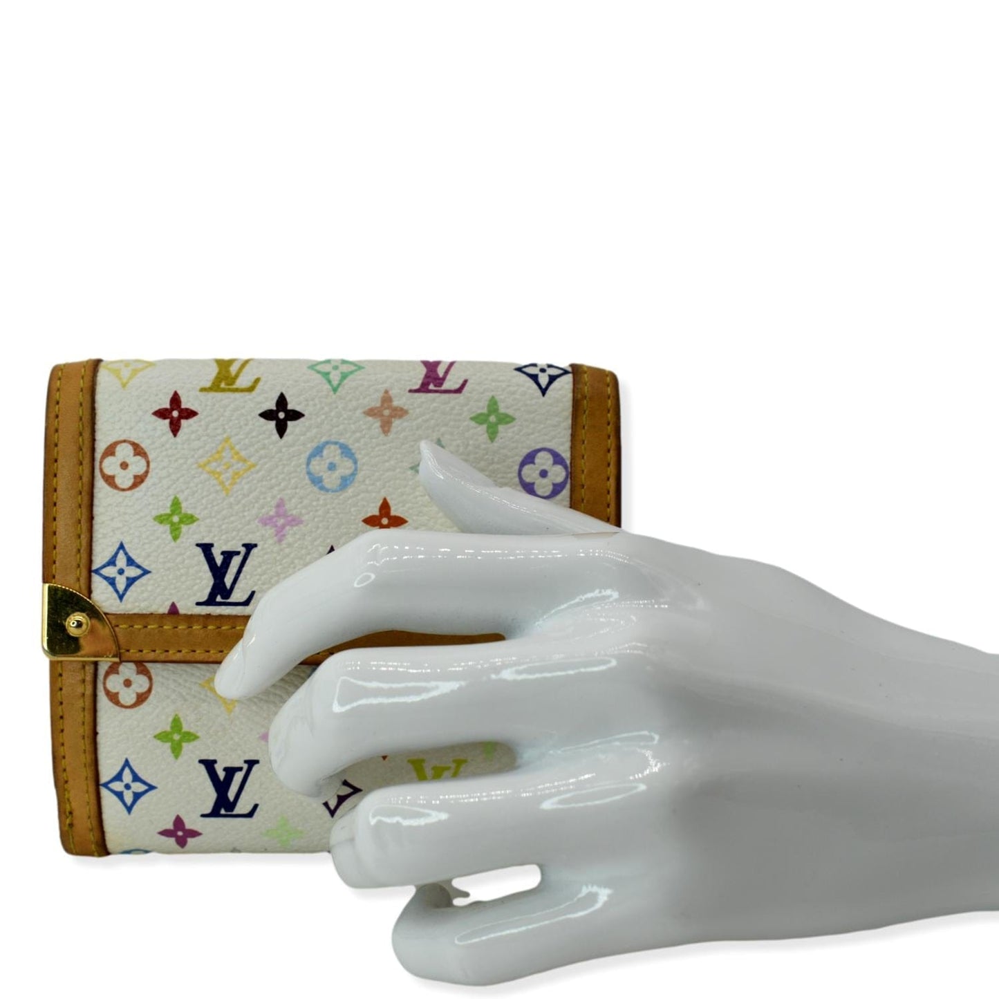 LOUIS VUITTON Monogram Multicolore Elise Wallet White