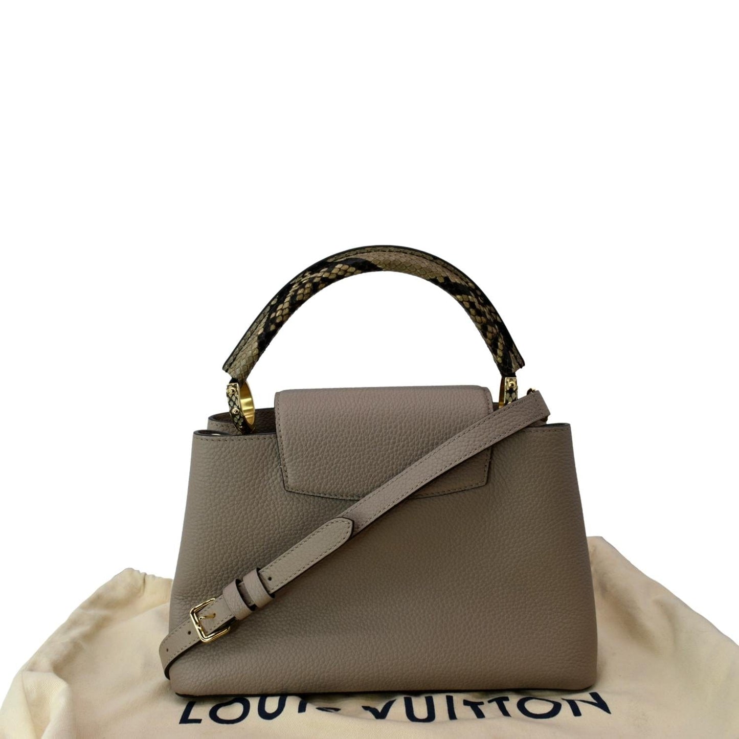 LOUIS VUITTON Capucines MM Taurillon Python Leather Satchel Bag Galet - Hot Deals