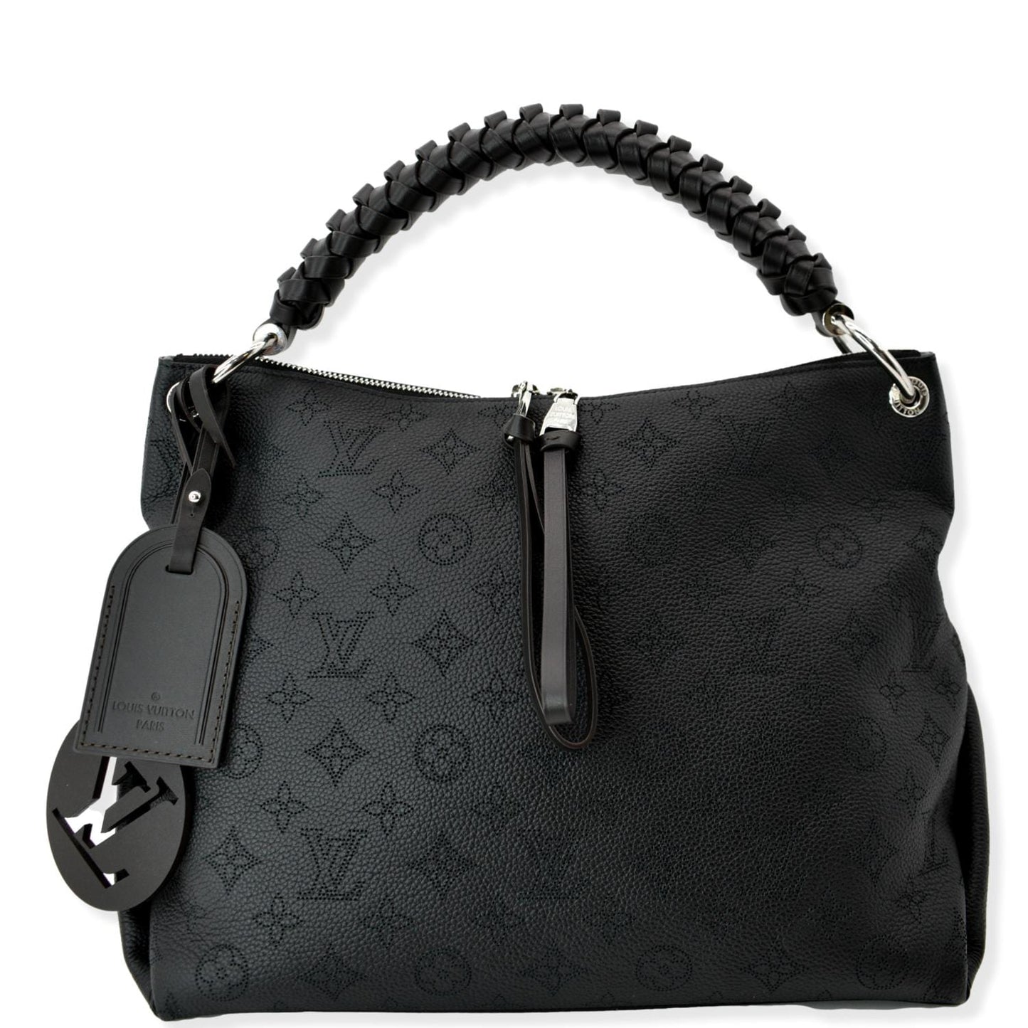 LOUIS VUITTON Beaubourg Mahina Leather Hobo Shoulder Bag Black