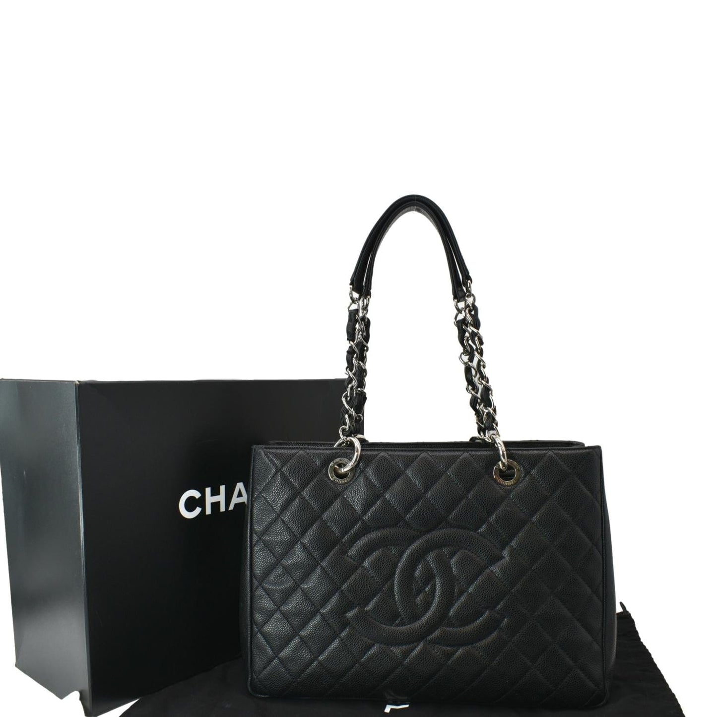 CHANEL Grand Shopping GST Caviar Leather Tote Bag Black