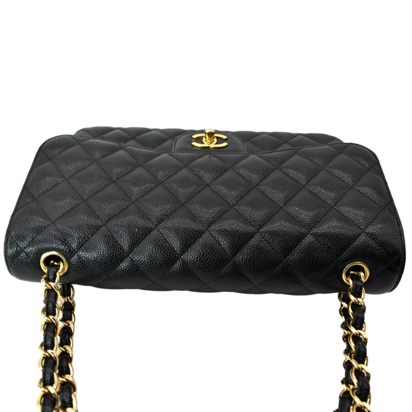 CHANEL Classic Double Flap Caviar Leather Shoulder Bag Black