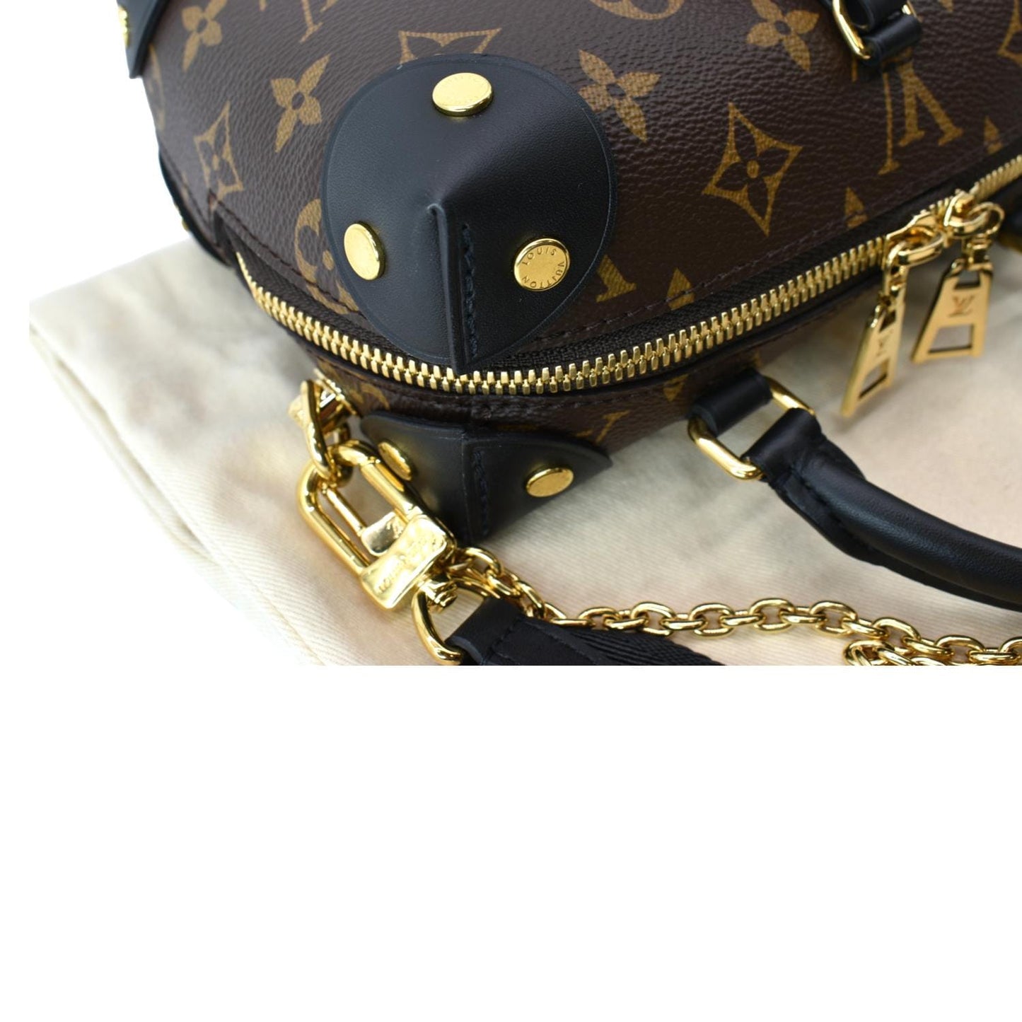 LOUIS VUITTON Petite Malle Souple Monogram Canvas Shoulder Bag Black