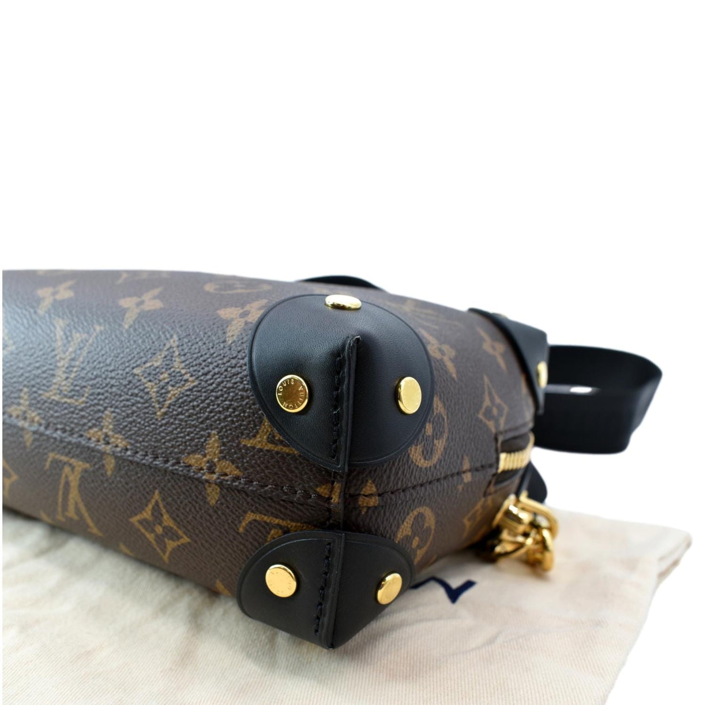LOUIS VUITTON Petite Malle Souple Monogram Canvas Shoulder Bag Black