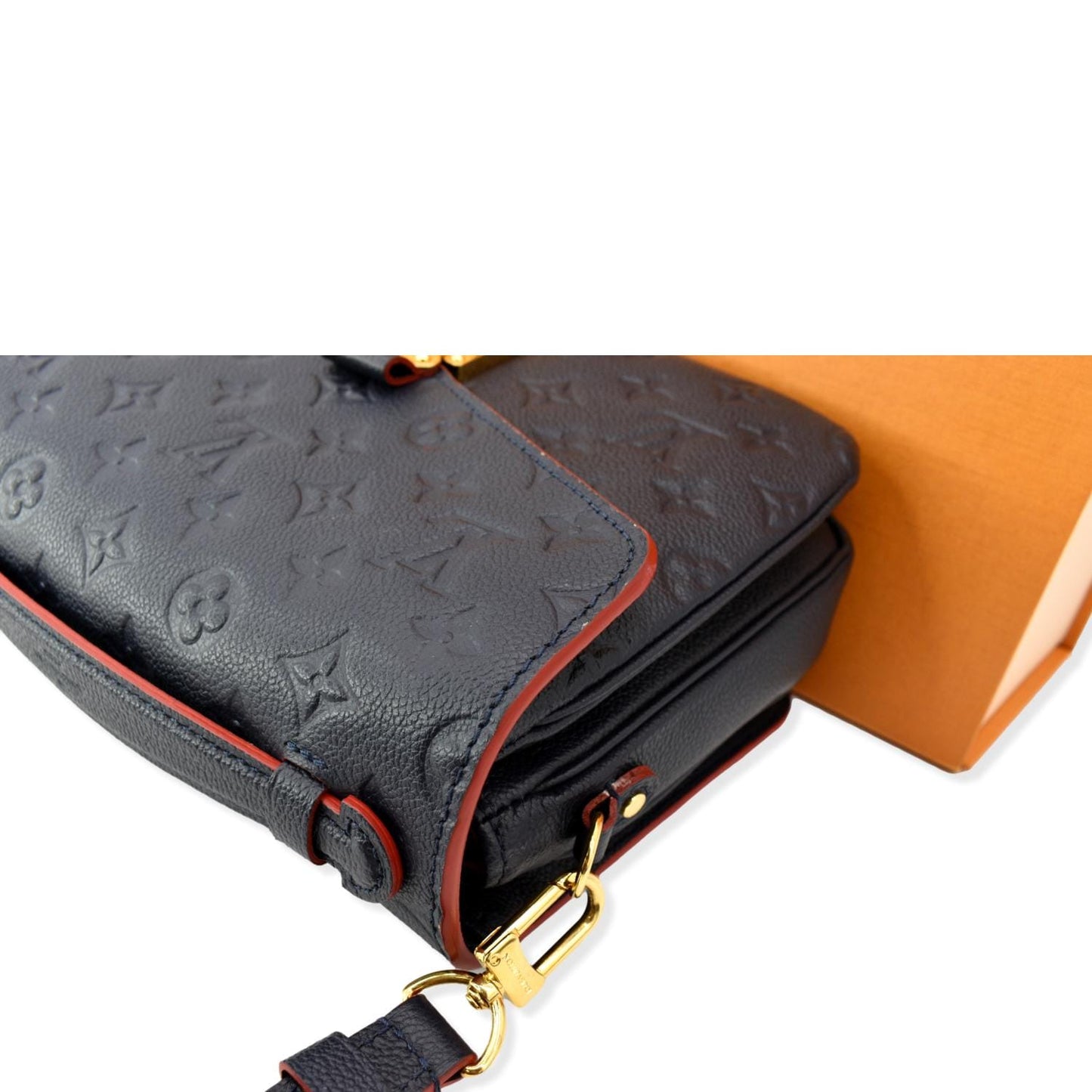 LOUIS VUITTON Metis Pochette Empreinte Leather Crossbody Bag Blue