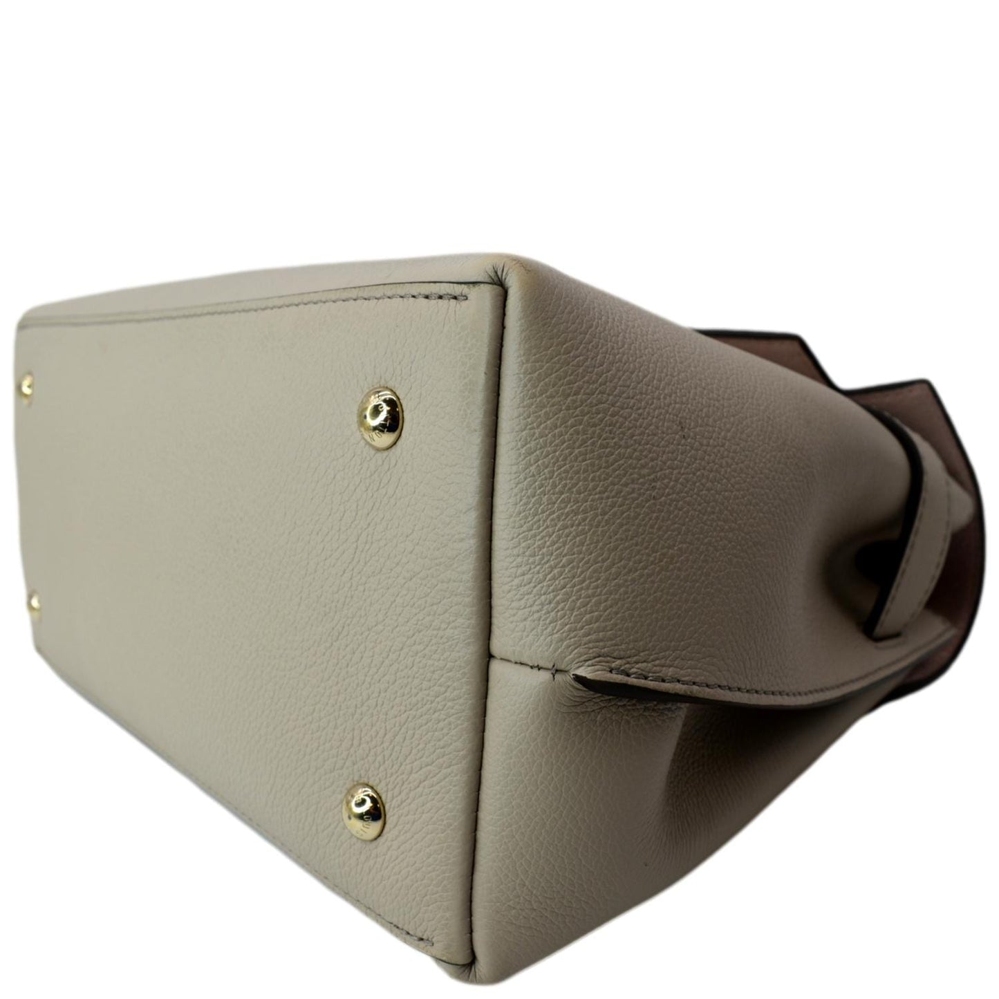 LOUIS VUITTON Lockme Ever MM Grained Calfskin Leather Shoulder Bag Beige