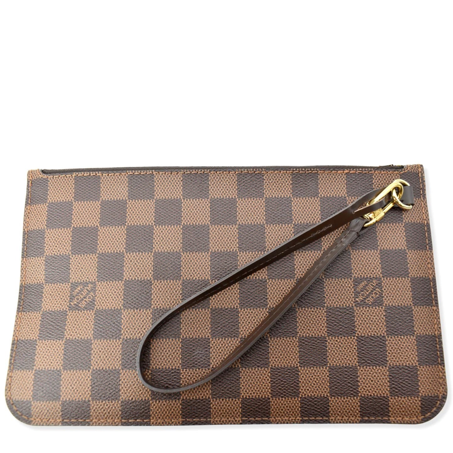 LOUIS VUITTON  Neverfull Damier Ebene Pochette Wristlet Pouch Brown