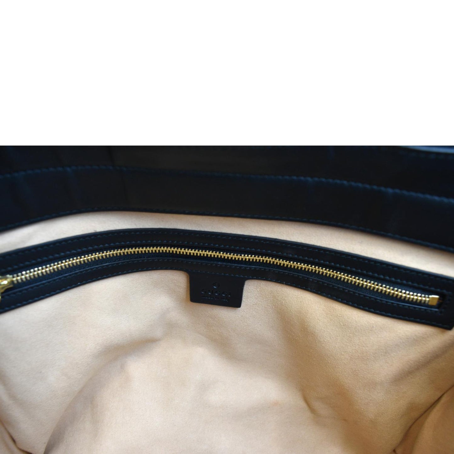 GUCCI Ophidia GG Suede Patent Web Top Handle Bag Black 512957