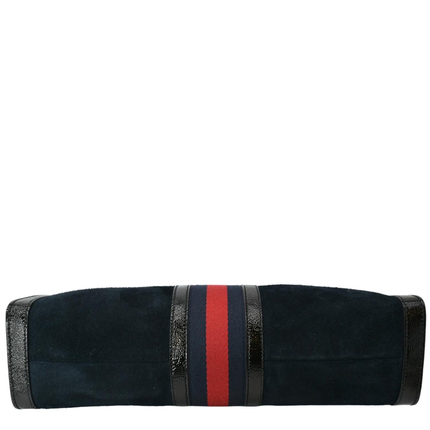 GUCCI Ophidia GG Suede Patent Web Top Handle Bag Black 512957