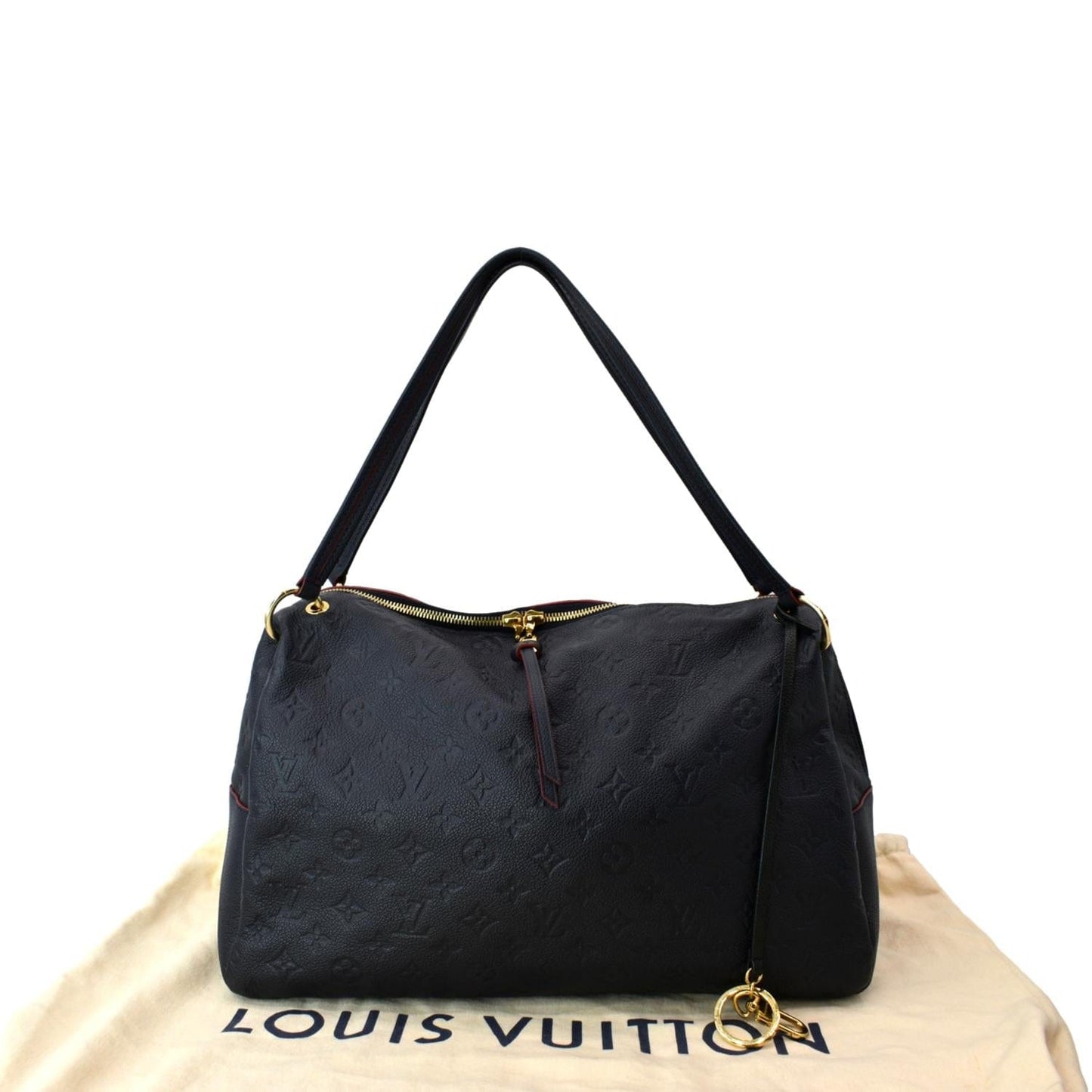 LOUIS VUITTON Ponthieu MM Monogram Empreinte Leather Shoulder Bag Navy Blue
