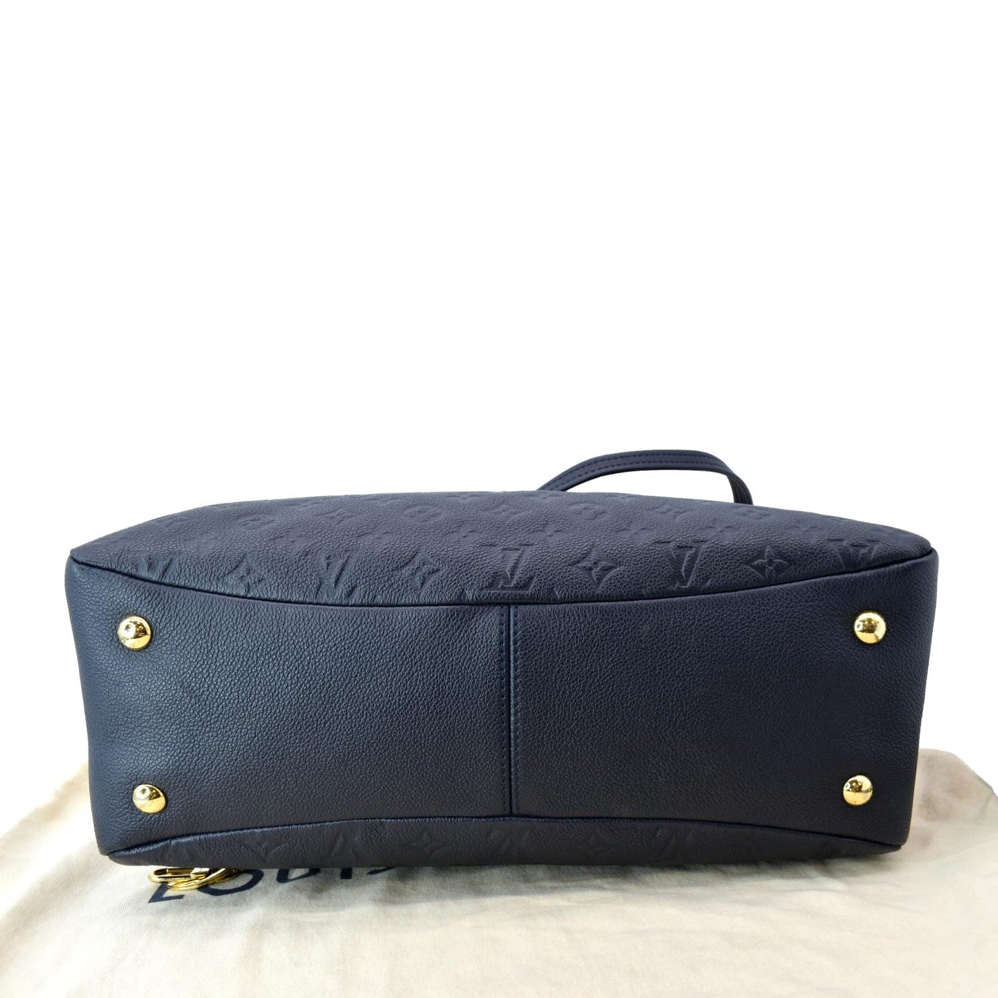 LOUIS VUITTON Ponthieu MM Monogram Empreinte Leather Shoulder Bag Navy Blue