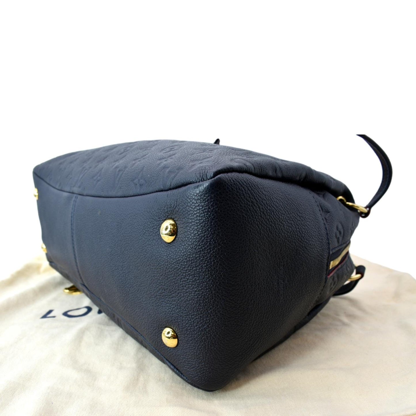 LOUIS VUITTON Ponthieu MM Monogram Empreinte Leather Shoulder Bag Navy Blue