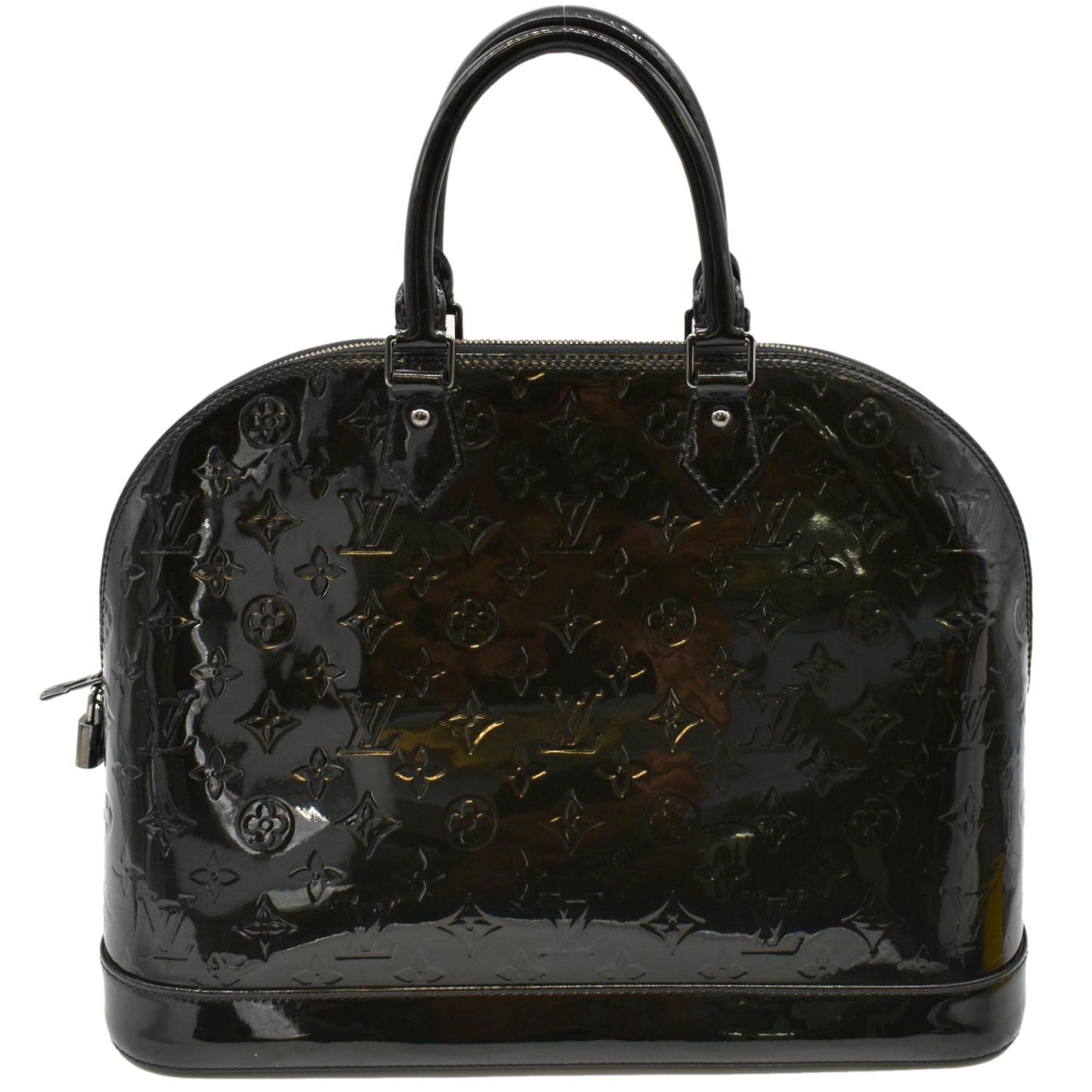 LOUIS VUITTON Alma GM Monogram Vernis Leather Satchel Bag Black