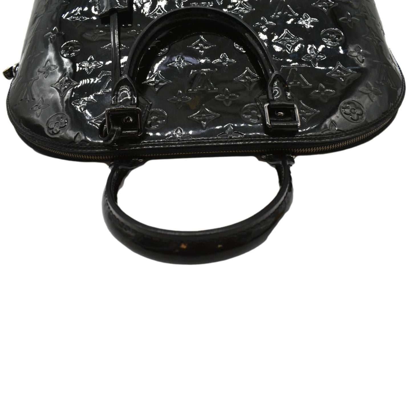 LOUIS VUITTON Alma GM Monogram Vernis Leather Satchel Bag Black