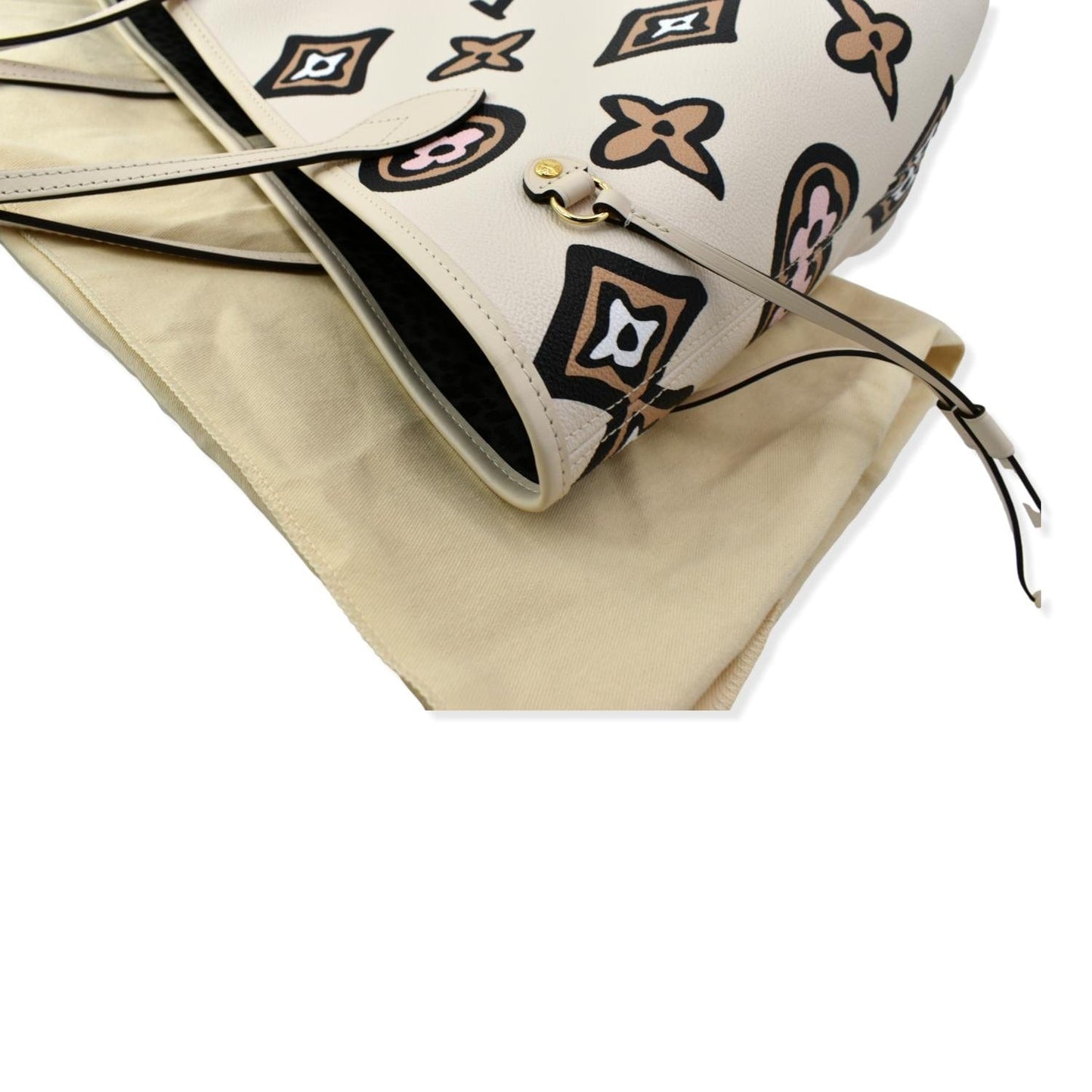 LOUIS VUITTON Neverfull MM Wild At Heart Monogram Canvas Tote Bag Cream