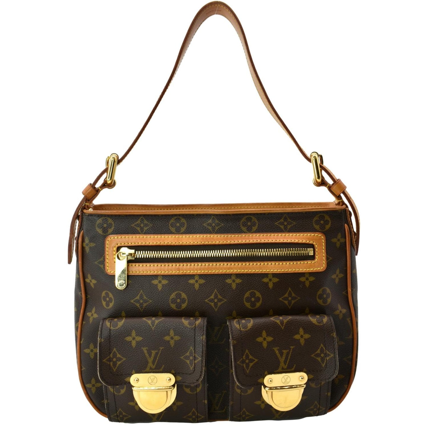 LOUIS VUITTON Hudson GM Monogram Canvas Shoulder Bag Brown