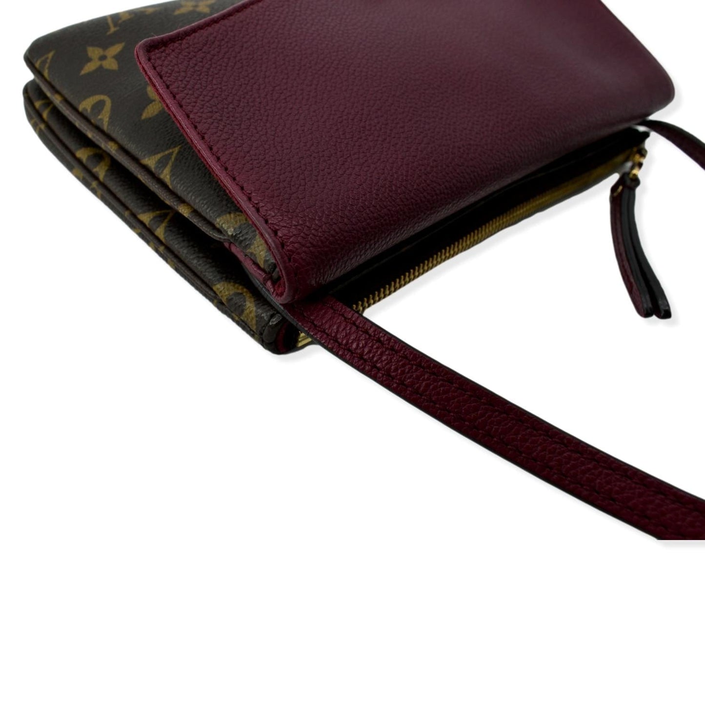 LOUIS VUITTON Twice Pochette Monogram Canvas Crossbody Bag Brown