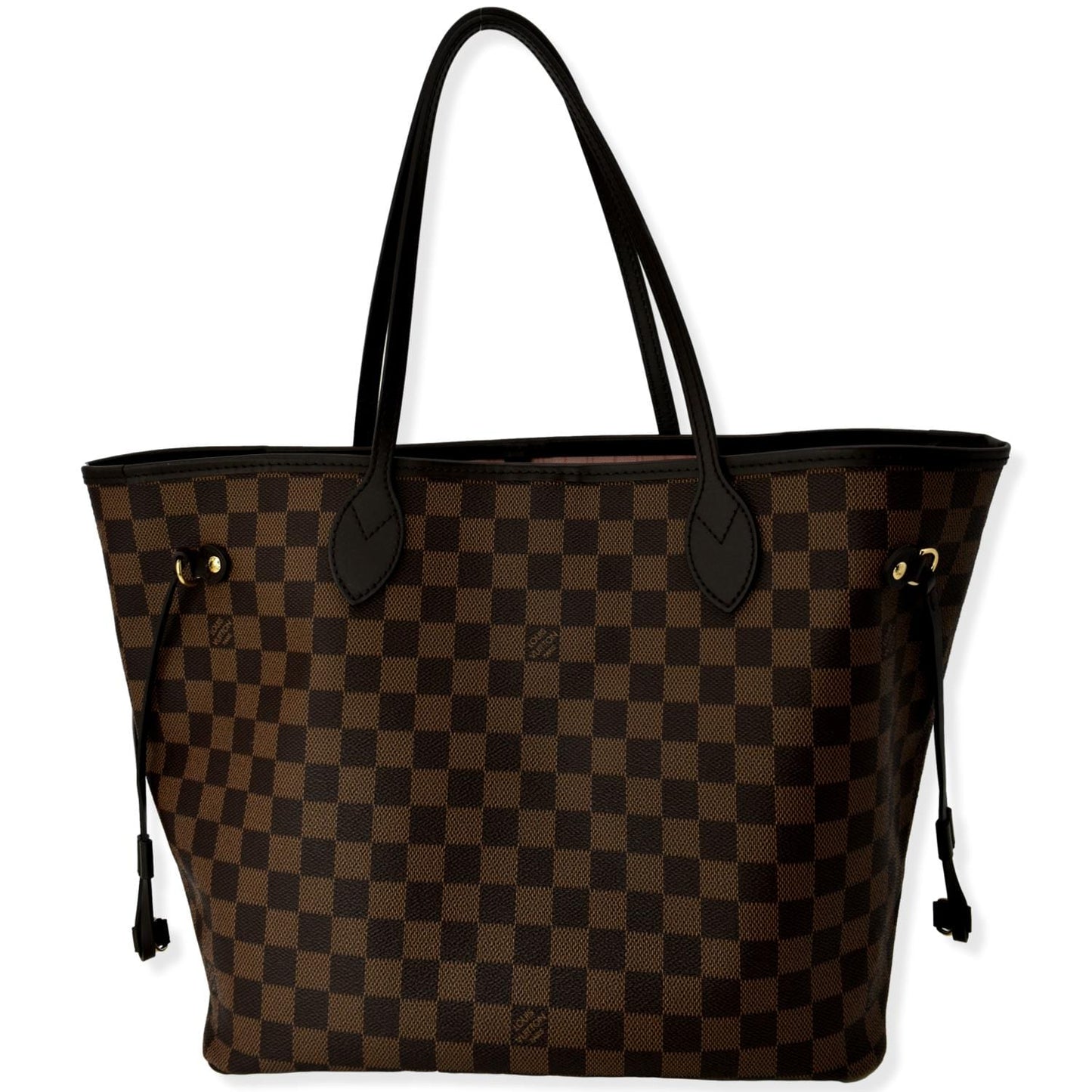 LOUIS VUITTON  Neverfull MM Damier Ebene Tote Bag Rose Ballerine