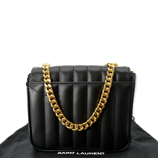 YVES SAINT LAURENT Vicky Small Monogram Leather Chain Crossbody Bag Black