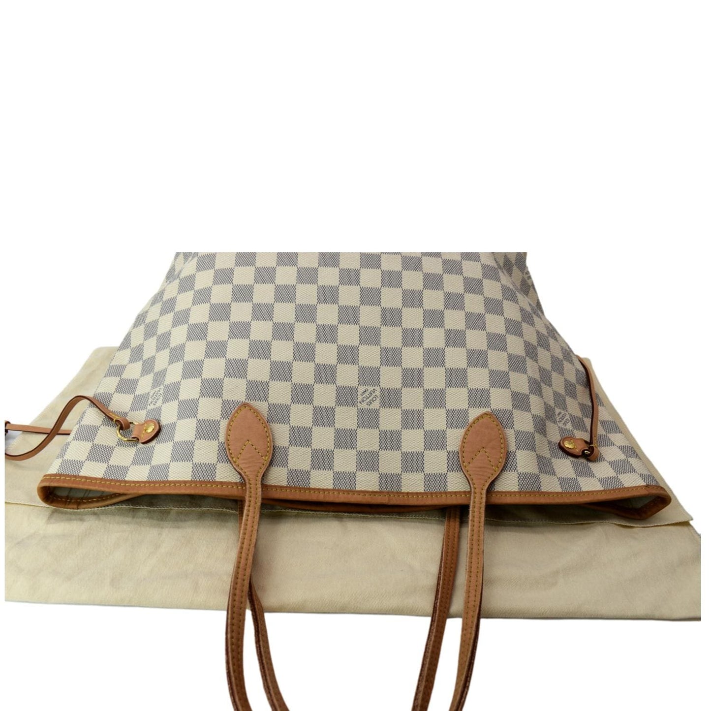 LOUIS VUITTON Neverfull MM Damier Azur Shoulder Bag White