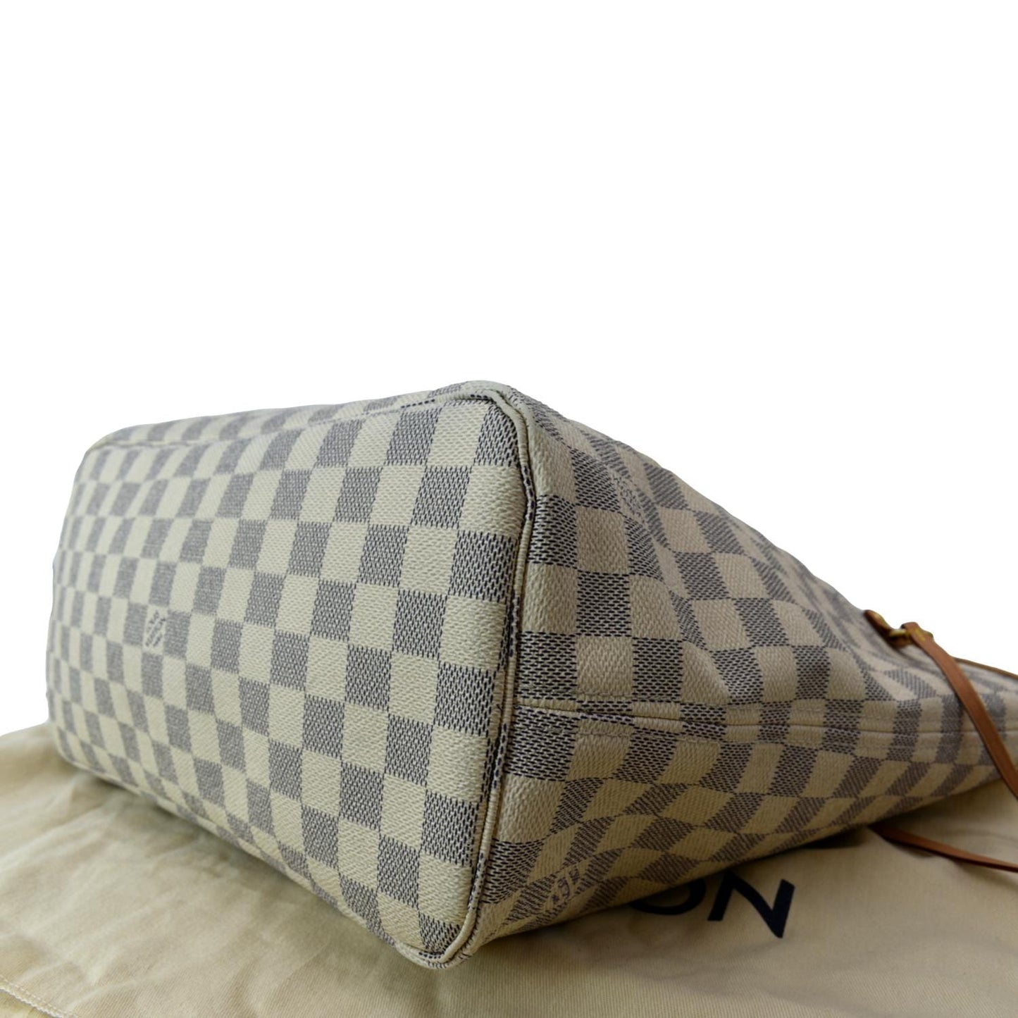 LOUIS VUITTON Neverfull MM Damier Azur Shoulder Bag White