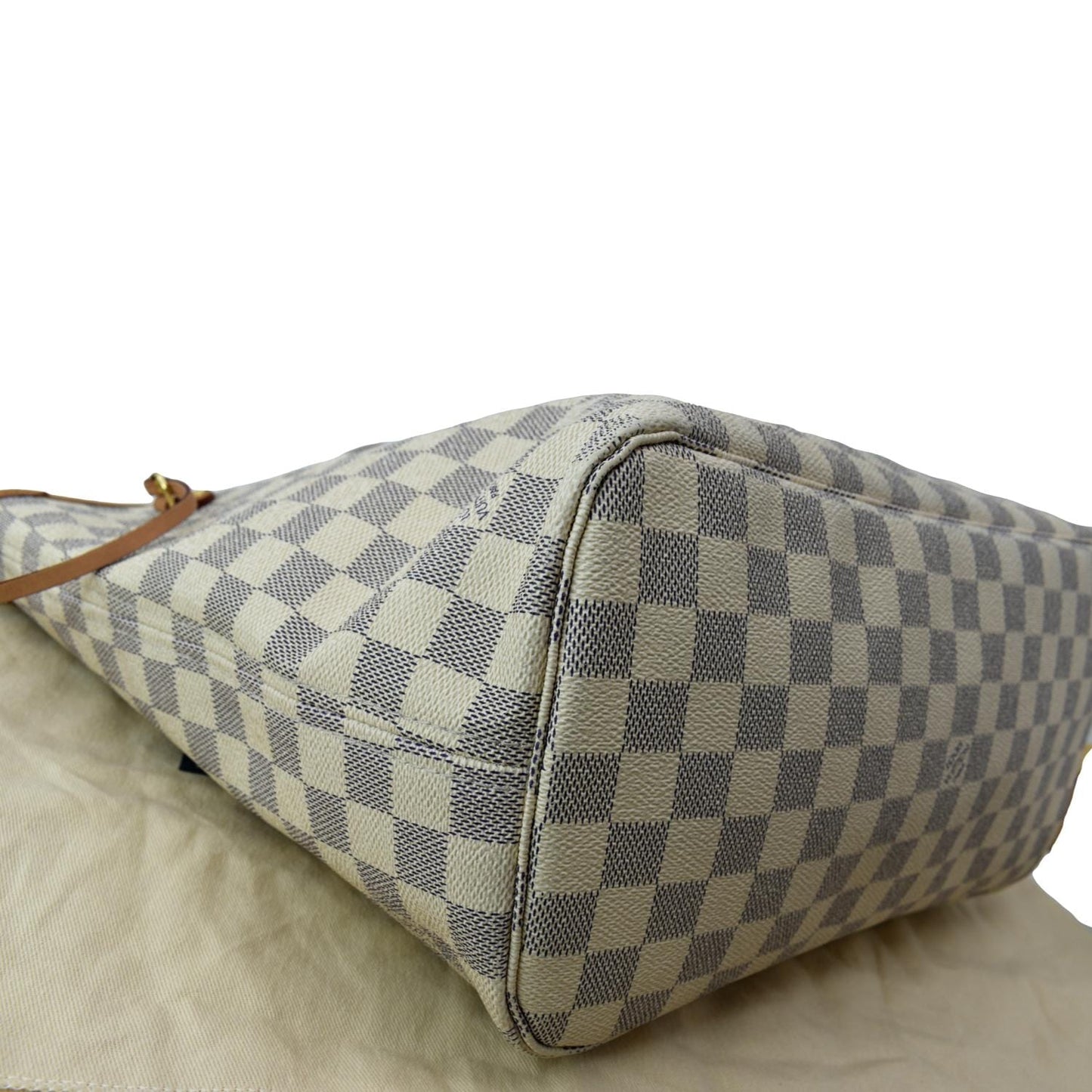 LOUIS VUITTON Neverfull MM Damier Azur Shoulder Bag White