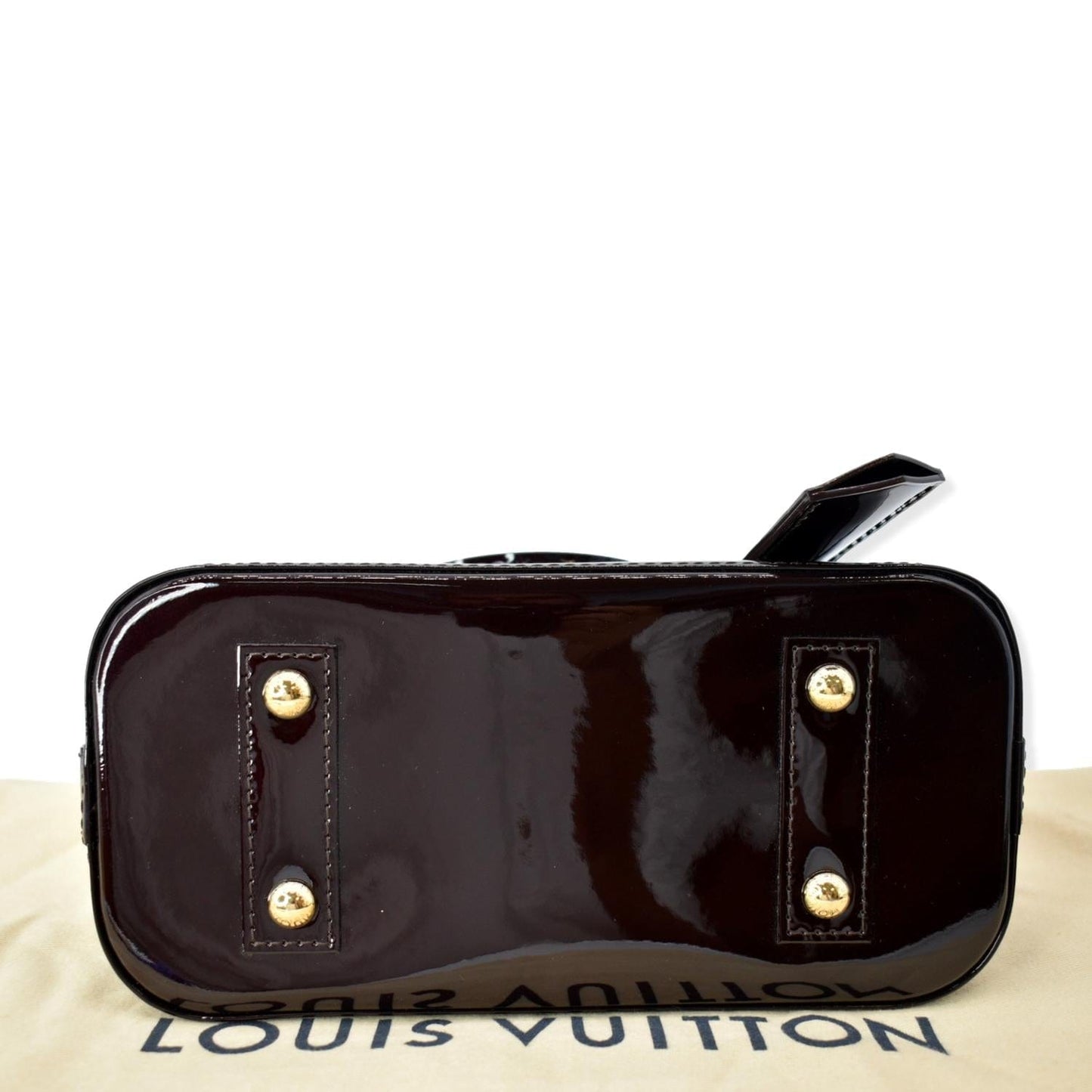 LOUIS VUITTON Alma BB Vernis Leather Satchel Crossbody Bag Amarante