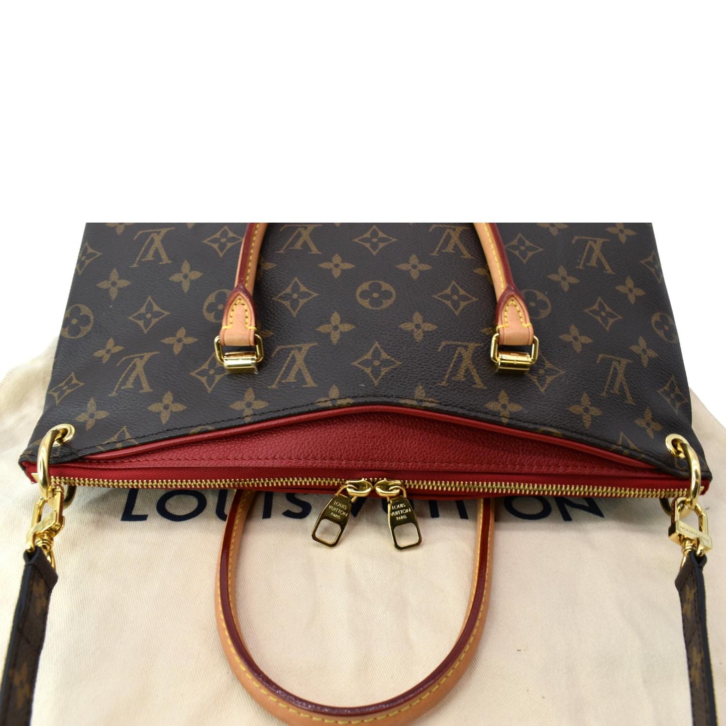 LOUIS VUITTON Pallas MM Monogram Canvas Shoulder Bag Brown