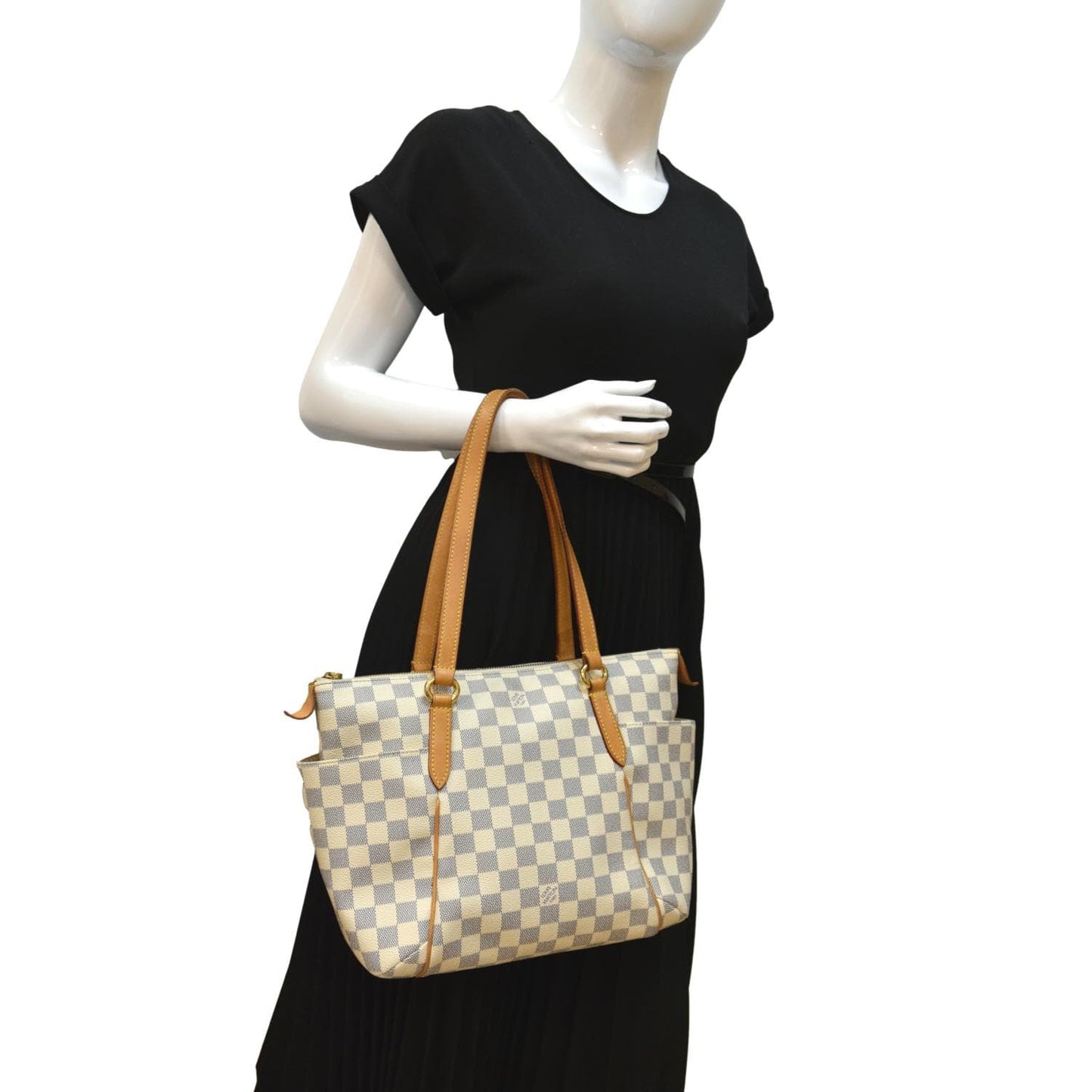 LOUIS VUITTON Totally PM Damier Azur Shoulder Bag White