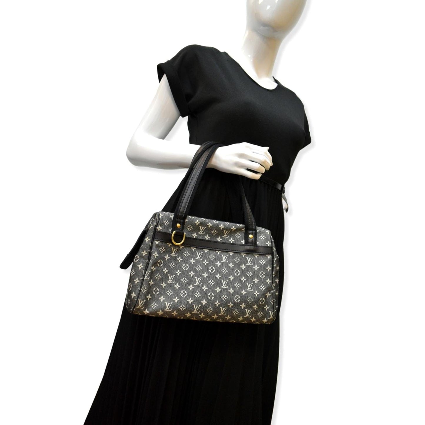 LOUIS VUITTON Josephine PM Mini Lin Monogram Canvas Satchel Bag Grey