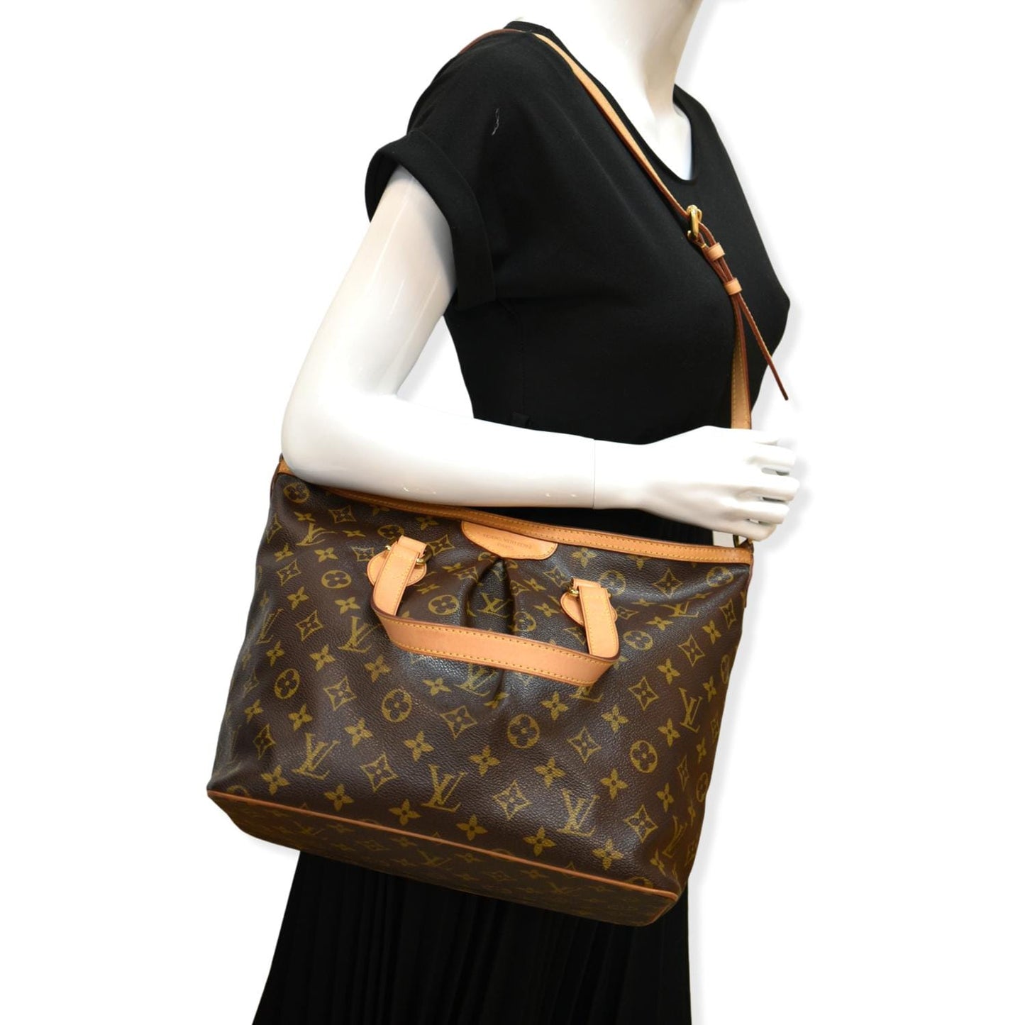 LOUIS VUITTON Palermo PM Monogram Canvas Shoulder Bag Brown