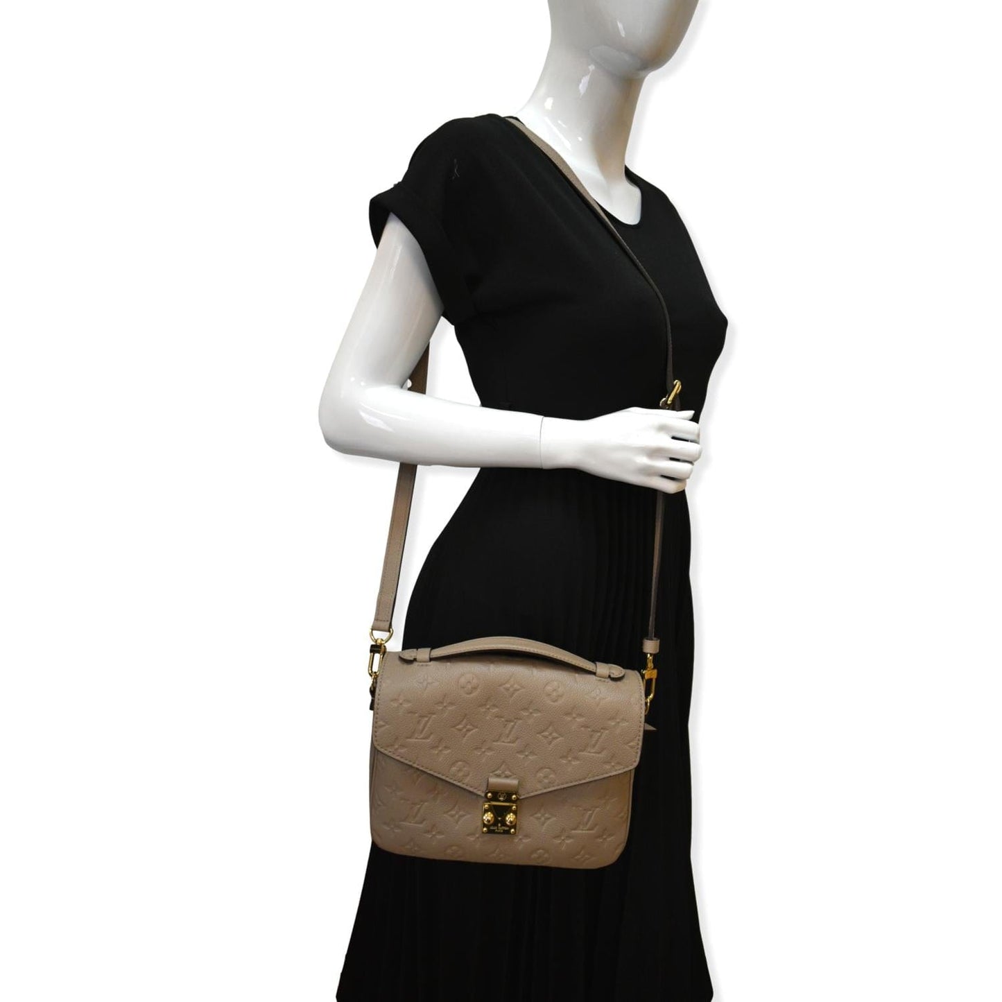 LOUIS VUITTON  Metis Pochette Empreinte Leather Crossbody Bag Taupe
