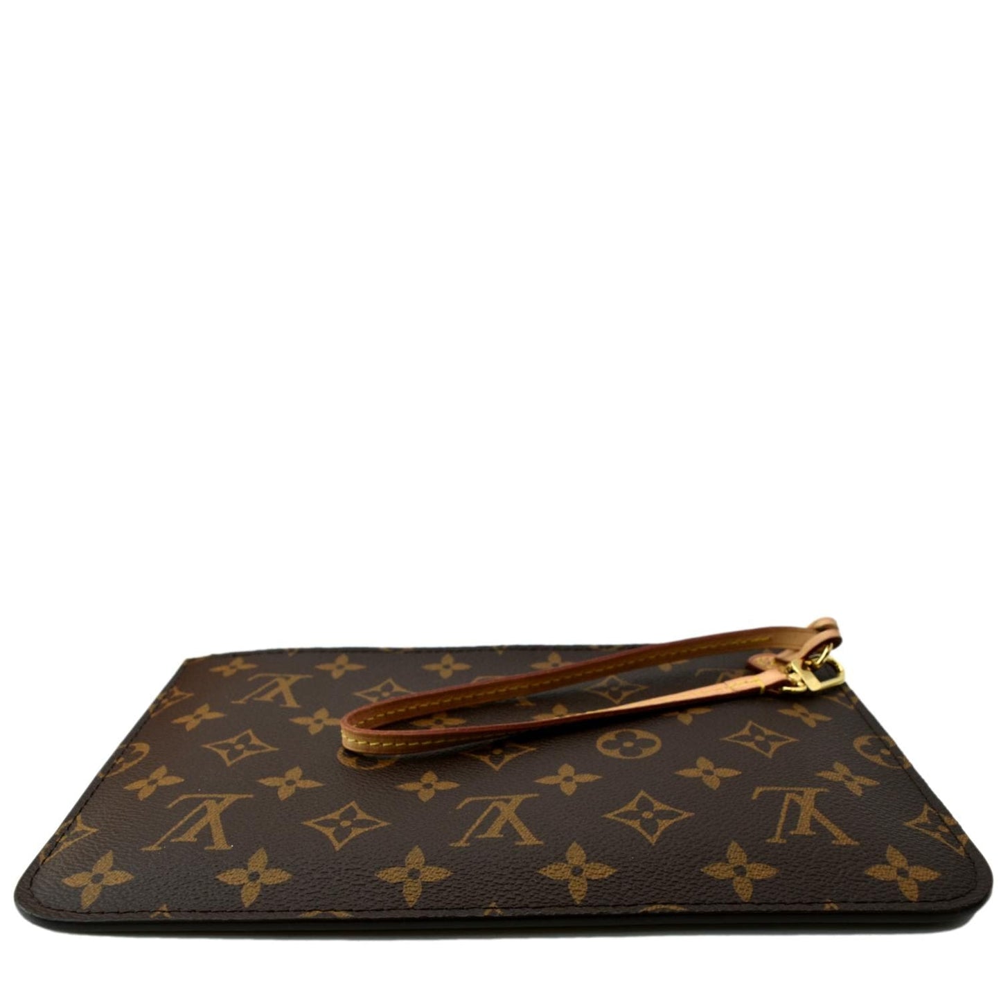 LOUIS VUITTON Neverfull MM Pochette Wristlet Pouch Monogram Canvas Brown