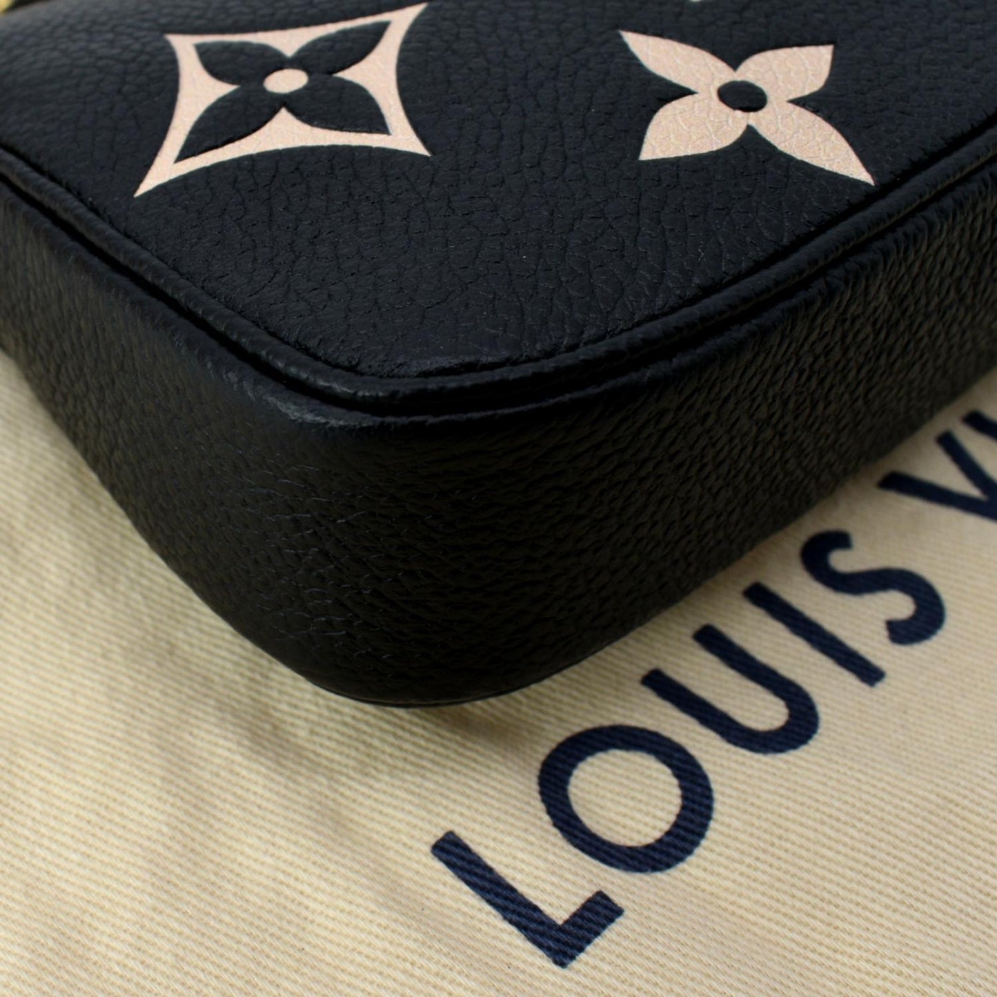 LOUIS VUITTON Mini Pochette Bicolor Monogram Empreinte Accessories Pouch Black - Hot Deals