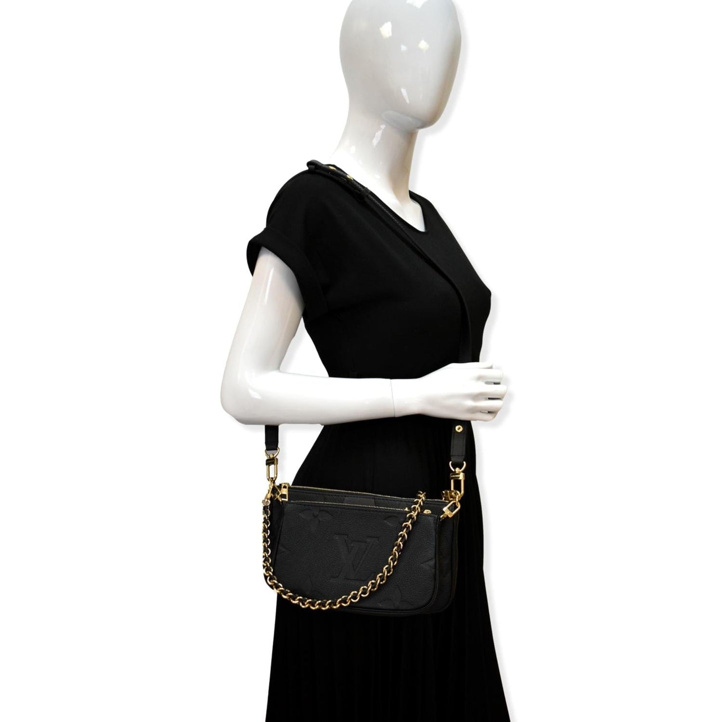 LOUIS VUITTON Multi Pochette Accessoires Monogram Empreinte Shoulder Bag Black