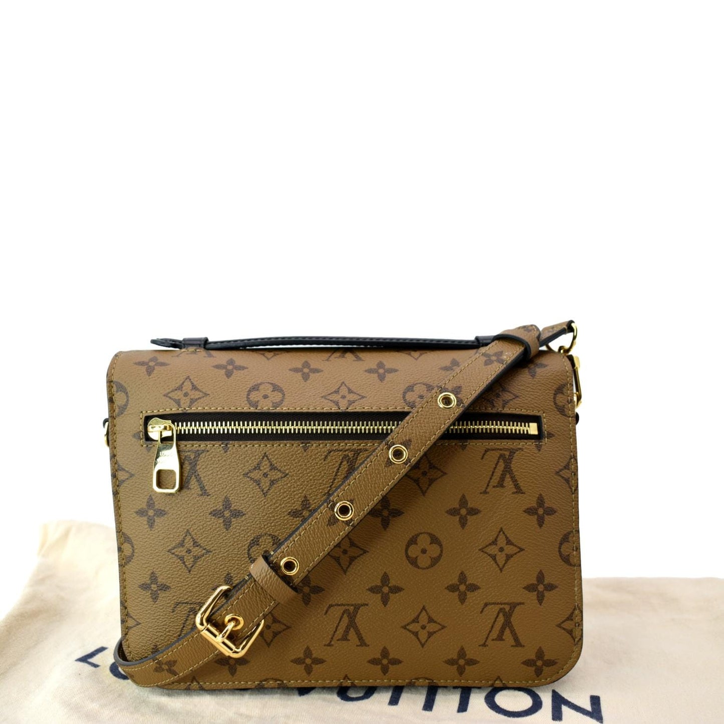 LOUIS VUITTON Metis Pochette Reverse Monogram Canvas Crossbody Bag Brown