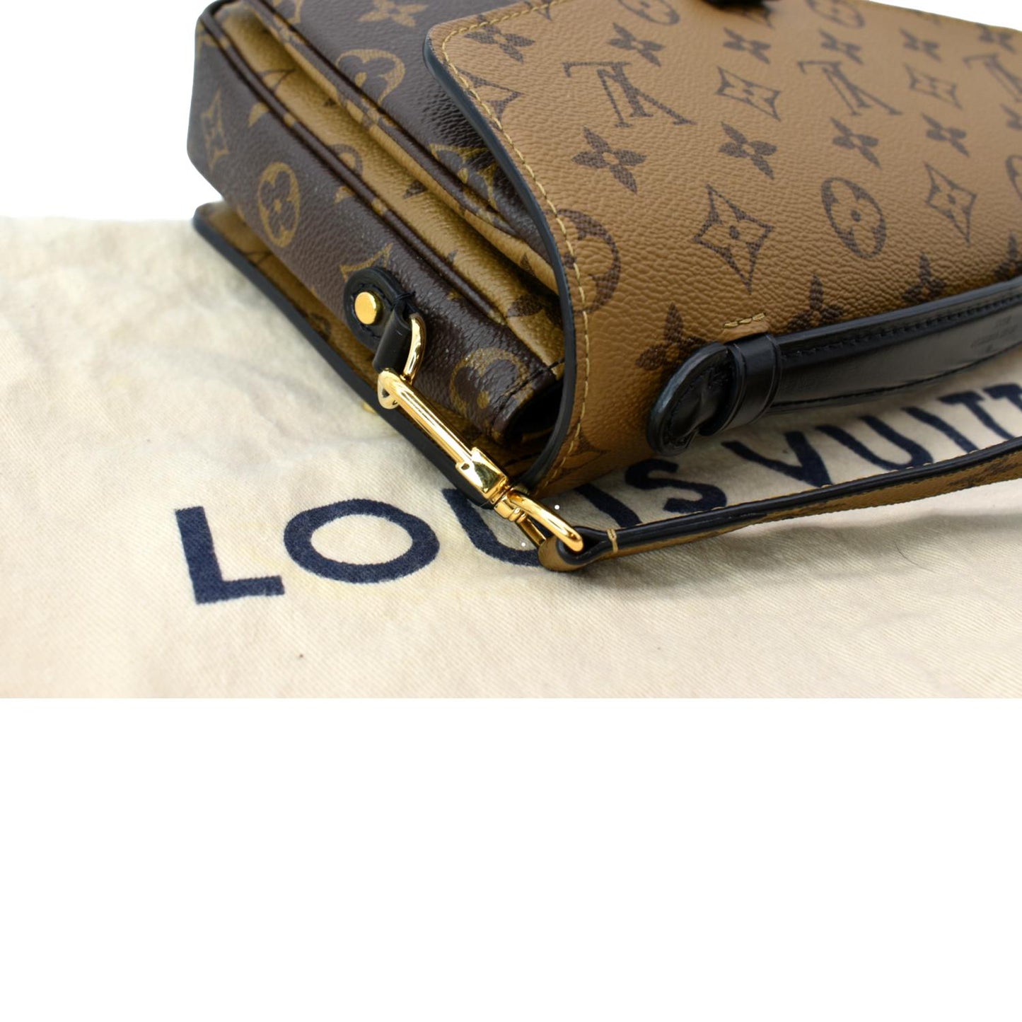 LOUIS VUITTON Metis Pochette Reverse Monogram Canvas Crossbody Bag Brown