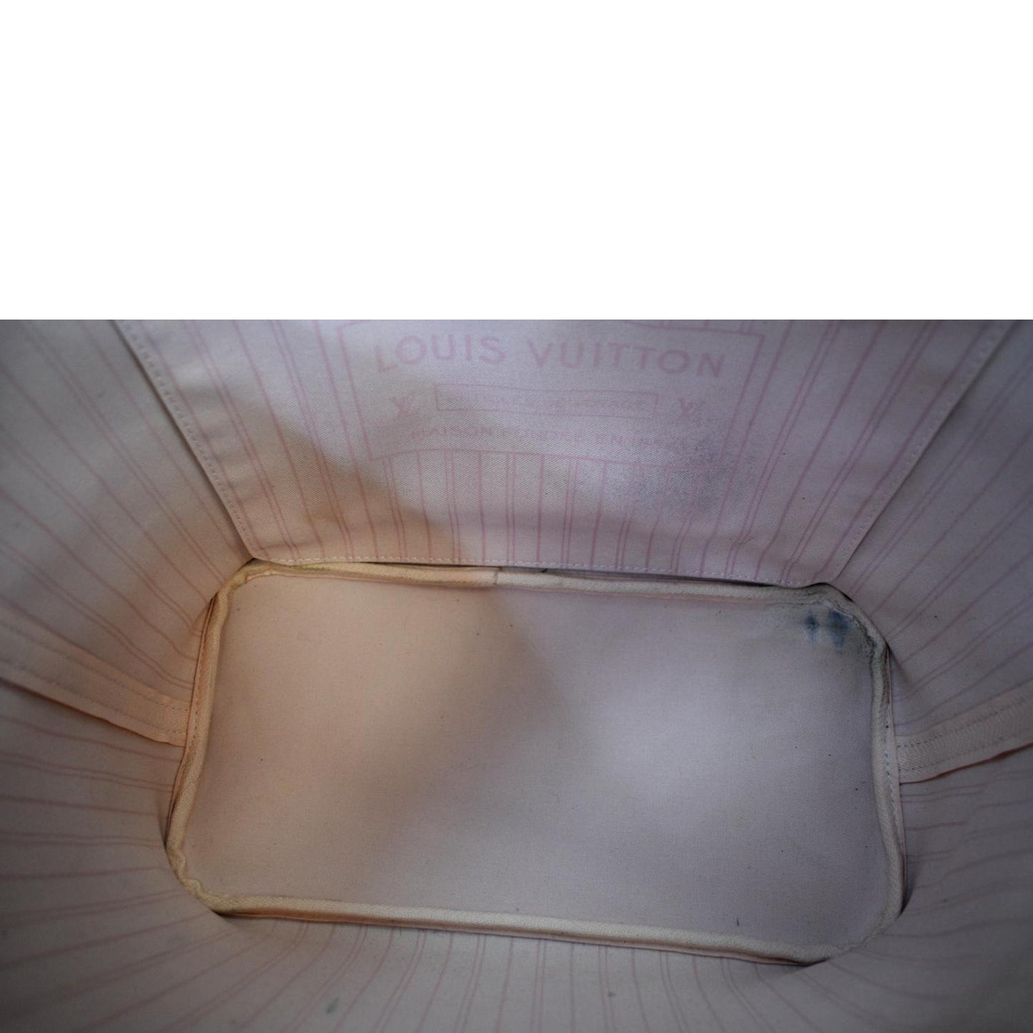 LOUIS VUITTON Neverfull MM Damier Azur Shoulder Bag White