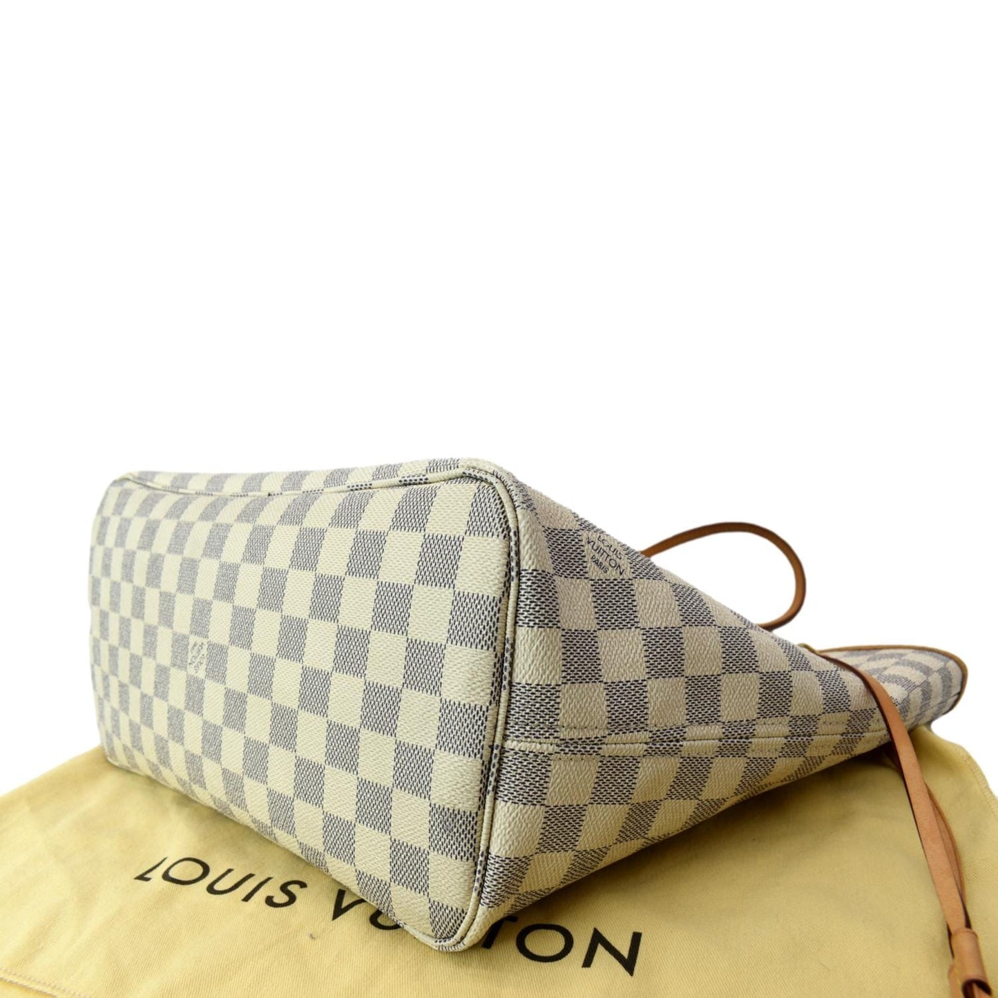 LOUIS VUITTON Neverfull MM Damier Azur Shoulder Bag White